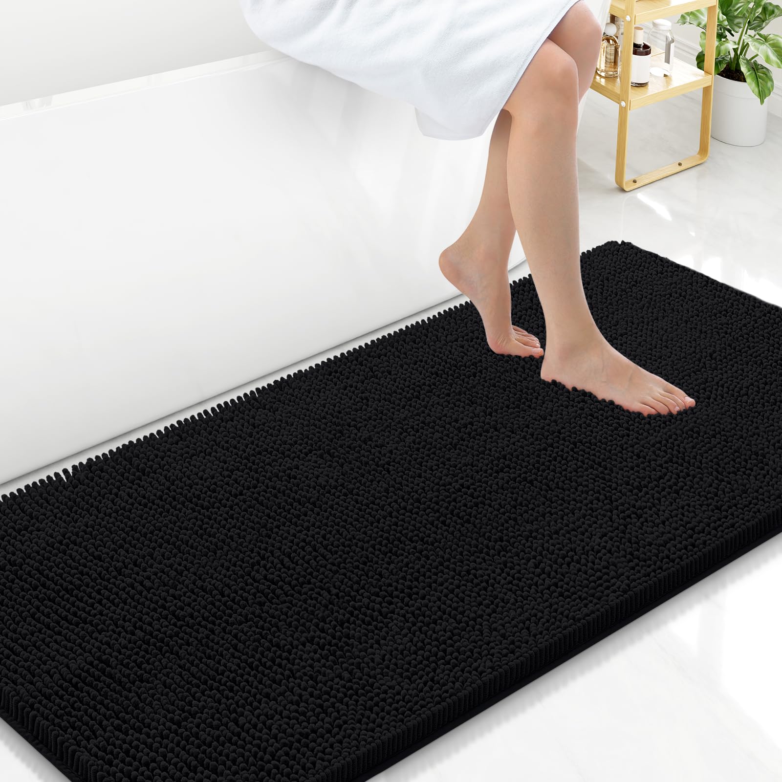 Arotive Bathroom Rugs 30x20, Extra Soft Absorbent Shaggy Chenille Bath Rugs, Machine Washable Rubber Backing Non-Slip Bath Mats for Bathroom Floor Tub and Shower, Home Decor Accessories, Grey