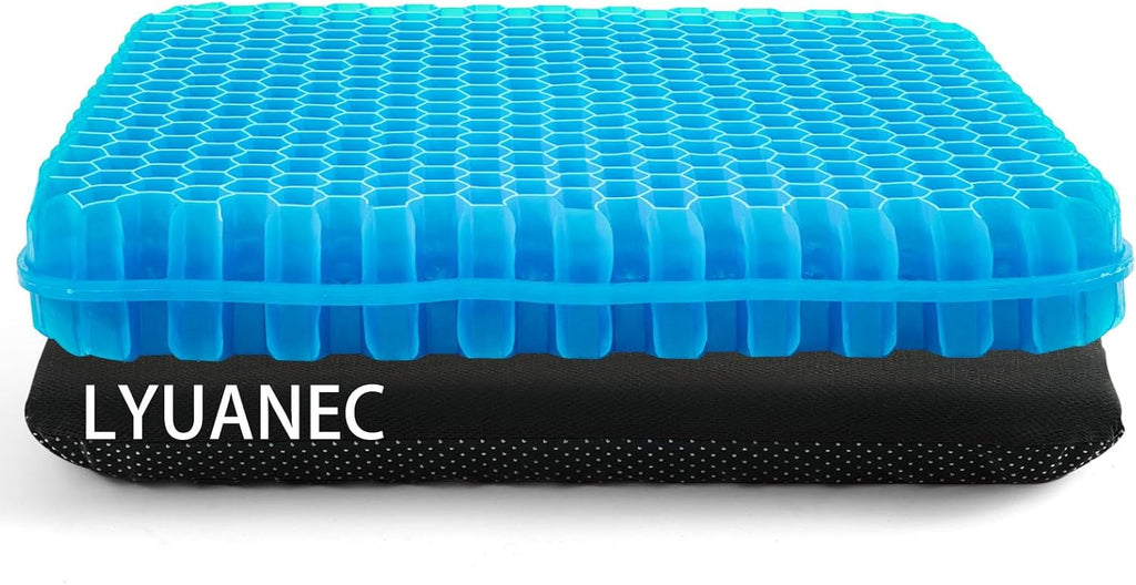 Gel Seat Cushion for Long Sitting - 16.5" x 14.5" x 2.4" (Extra Thick＆Soft) Gel Cushion for People Over 185 lbs, Pressure Relief Cushion for Office Chair, Egg Cushions for Wheelchair, Gel Pad for Car