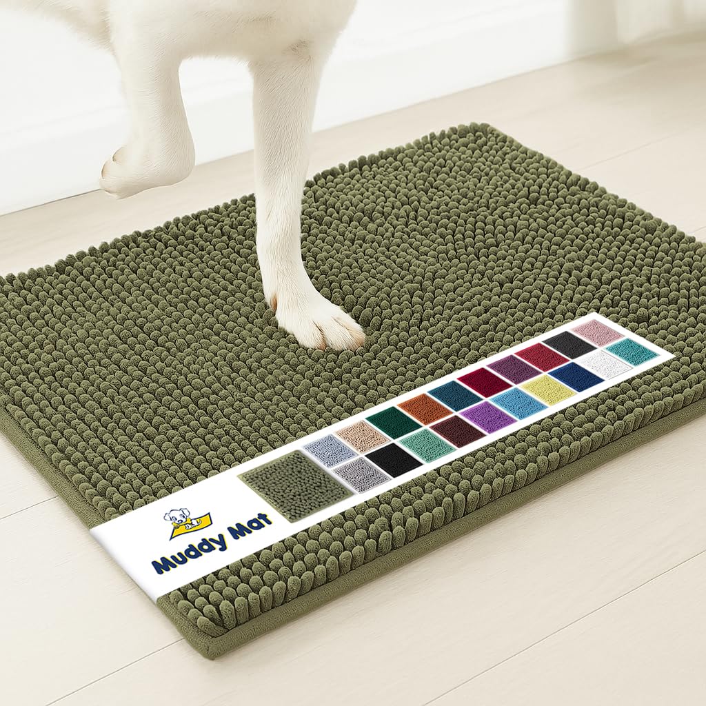 Muddy Mat® | Super Absorbent Door Mat Indoor, Microfiber Quick Dry Chenille Entryway Rug, Non-Slip Front Door Mat, Indoor Mats for Entryway, Machine Washable Pet Rug, Grey 30"x19"