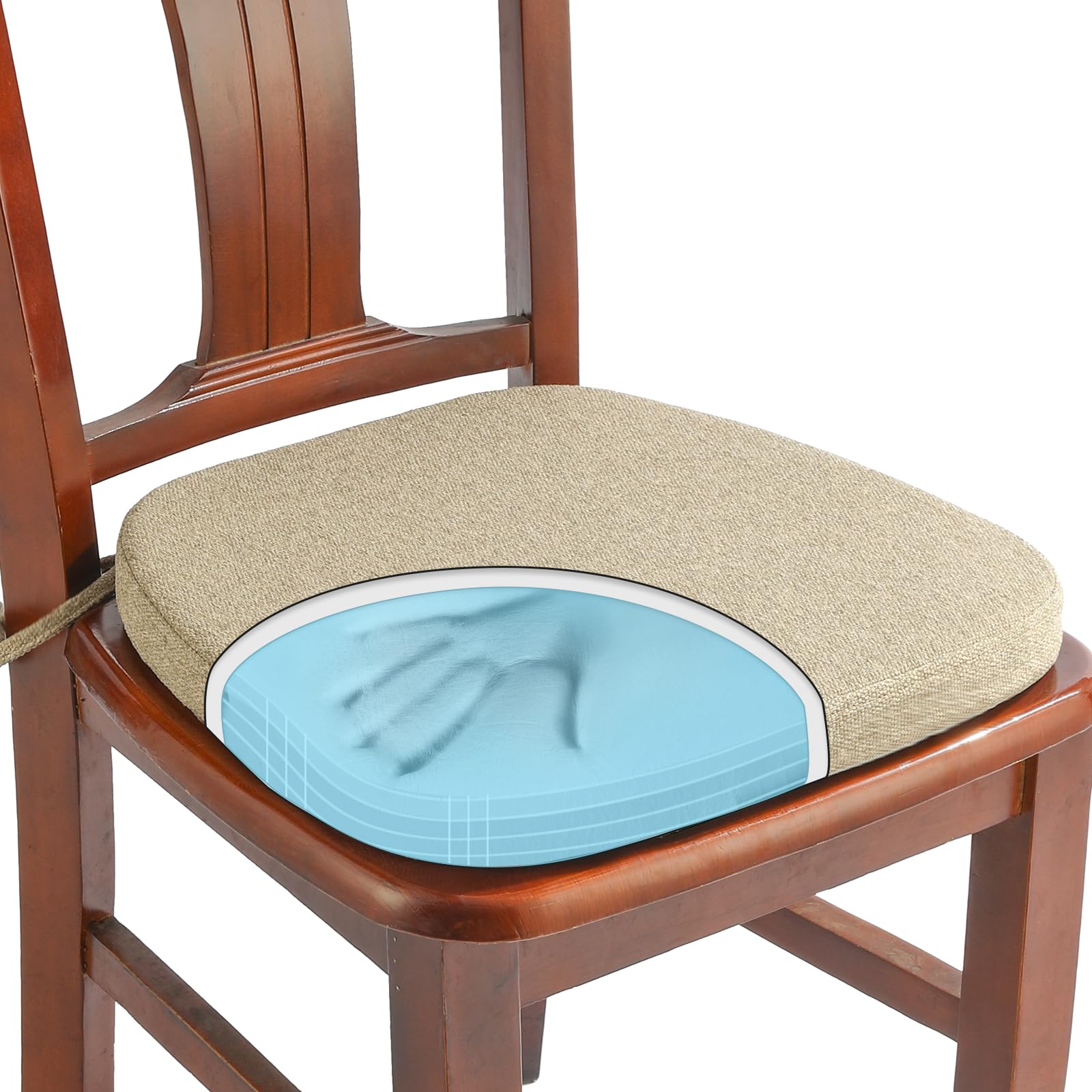 SINOSSO 1 Pack Memory Foam Chair Cushions for Dining Chair, Friendly Woven Fabric 16" U-Shape Comfortable Kitchen Chair Pad, Removable Slip Resistant Seat Cushion (1 Piece, Blue)