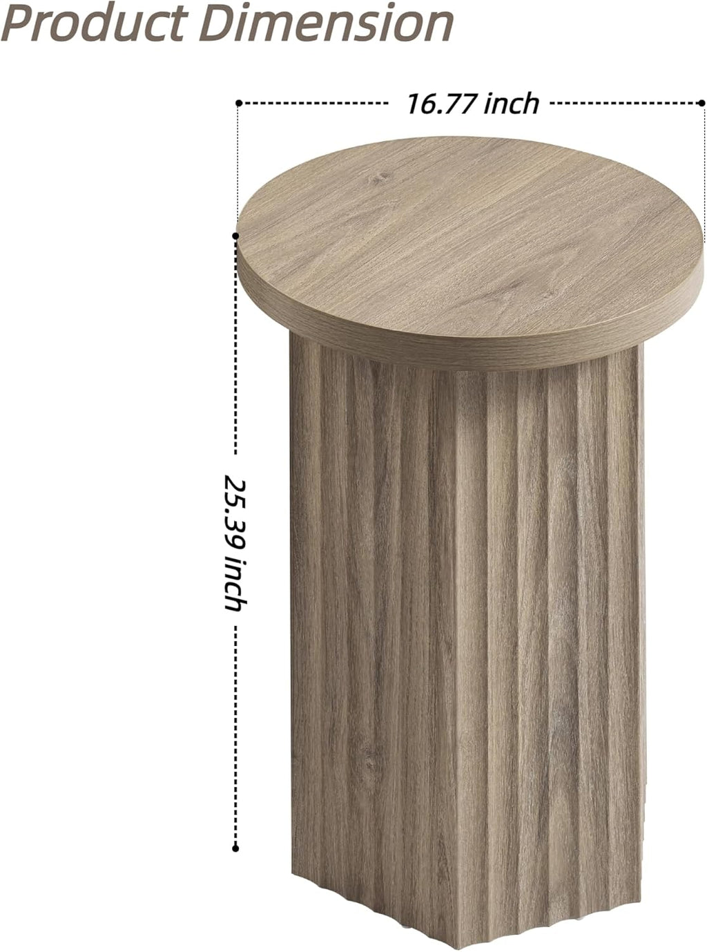 VividVibe End Tables for Living Room, Fluted Couch Side Table with Hexagonal Base, Wooden Bedside Table Bedroom Nightstands 2 Set Home Office Modern Accent Gray Alder