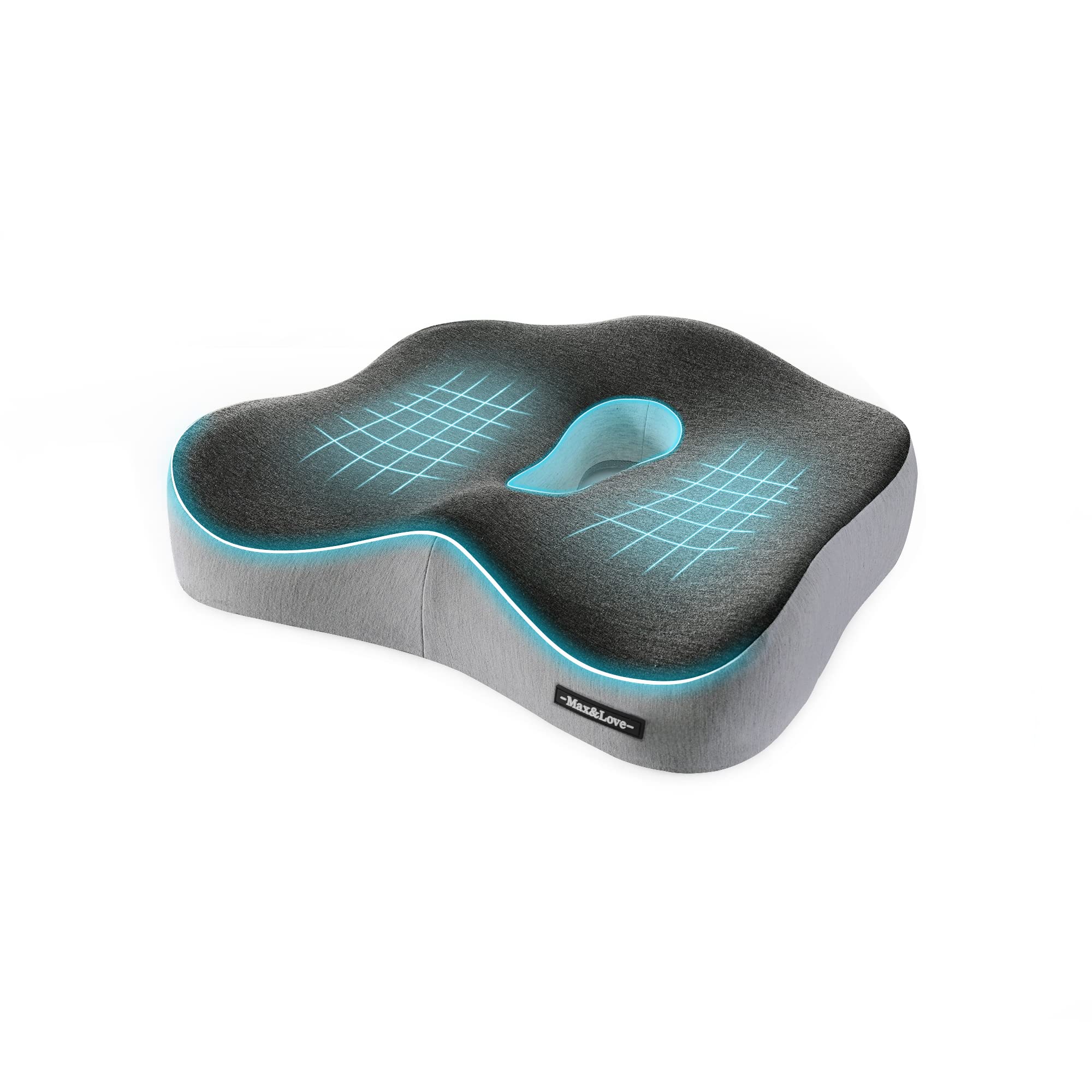 Memory Foam Seat Chair Cushion for Relieves Back Sciatica Pain Tailbone Pain Coccyx Degenerating Disc Orthopedic Osteoarthritis Prostate Cushion Low Back Pain Cushion Hip Shaping (Dark Gray)