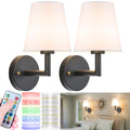 Nekhung Battery Operated Wall Sconces Set of Two, Wireless Battery Wall Light with 10000mAh RGB Dimmable Magnetic Bulb and Remote, Rechargeable Sconce Wall Decor for Bedroom Living Room Hallway