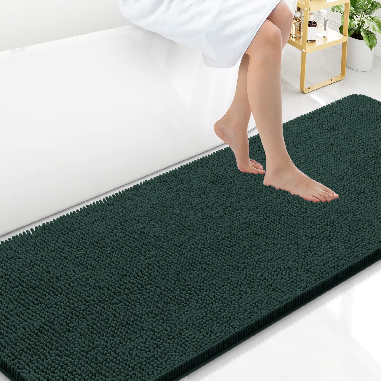 Arotive Bathroom Rugs 30x20, Extra Soft Absorbent Shaggy Chenille Bath Rugs, Machine Washable Rubber Backing Non-Slip Bath Mats for Bathroom Floor Tub and Shower, Home Decor Accessories, Grey