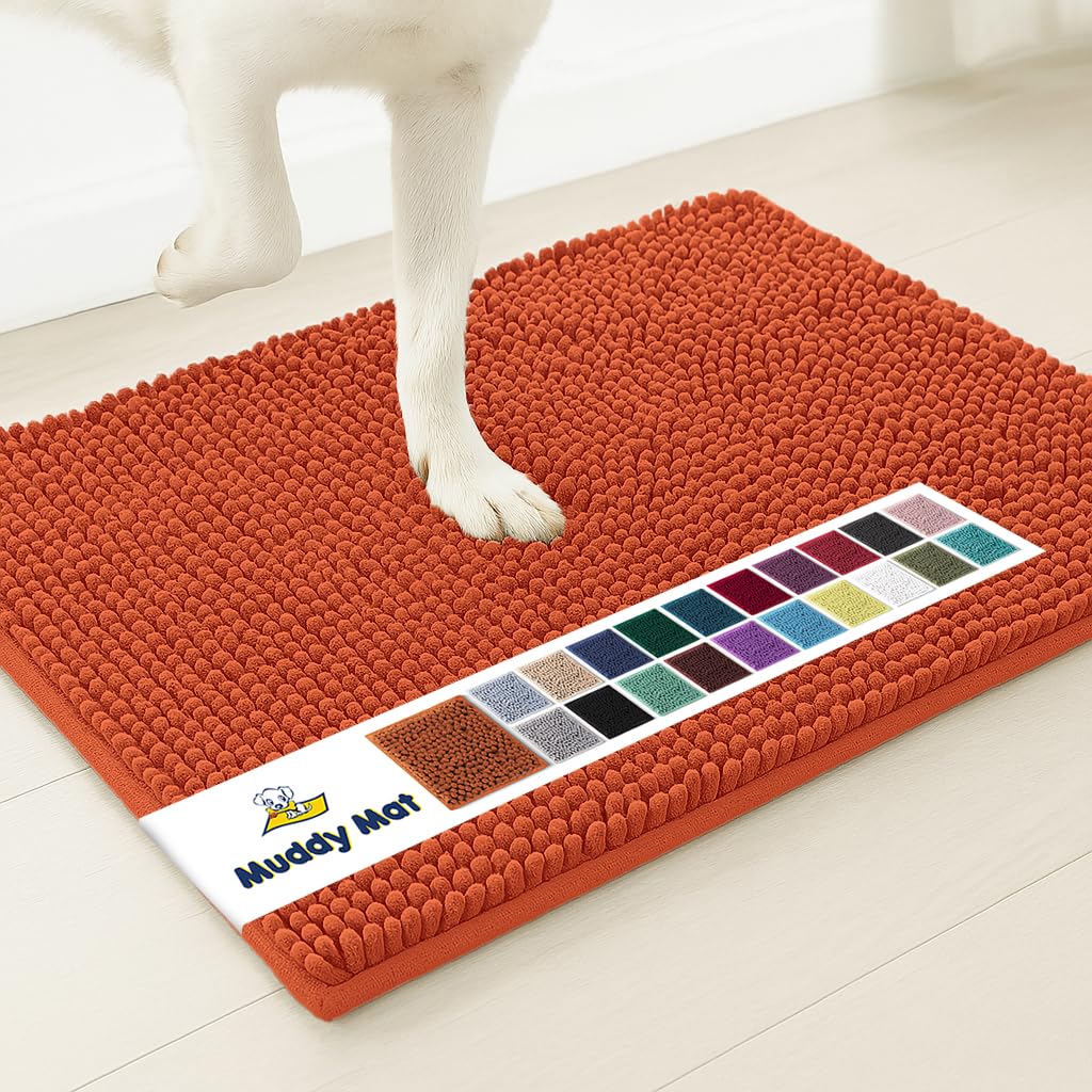 Muddy Mat® | Super Absorbent Door Mat Indoor, Microfiber Quick Dry Chenille Entryway Rug, Non-Slip Front Door Mat, Indoor Mats for Entryway, Machine Washable Pet Rug, Grey 30"x19"
