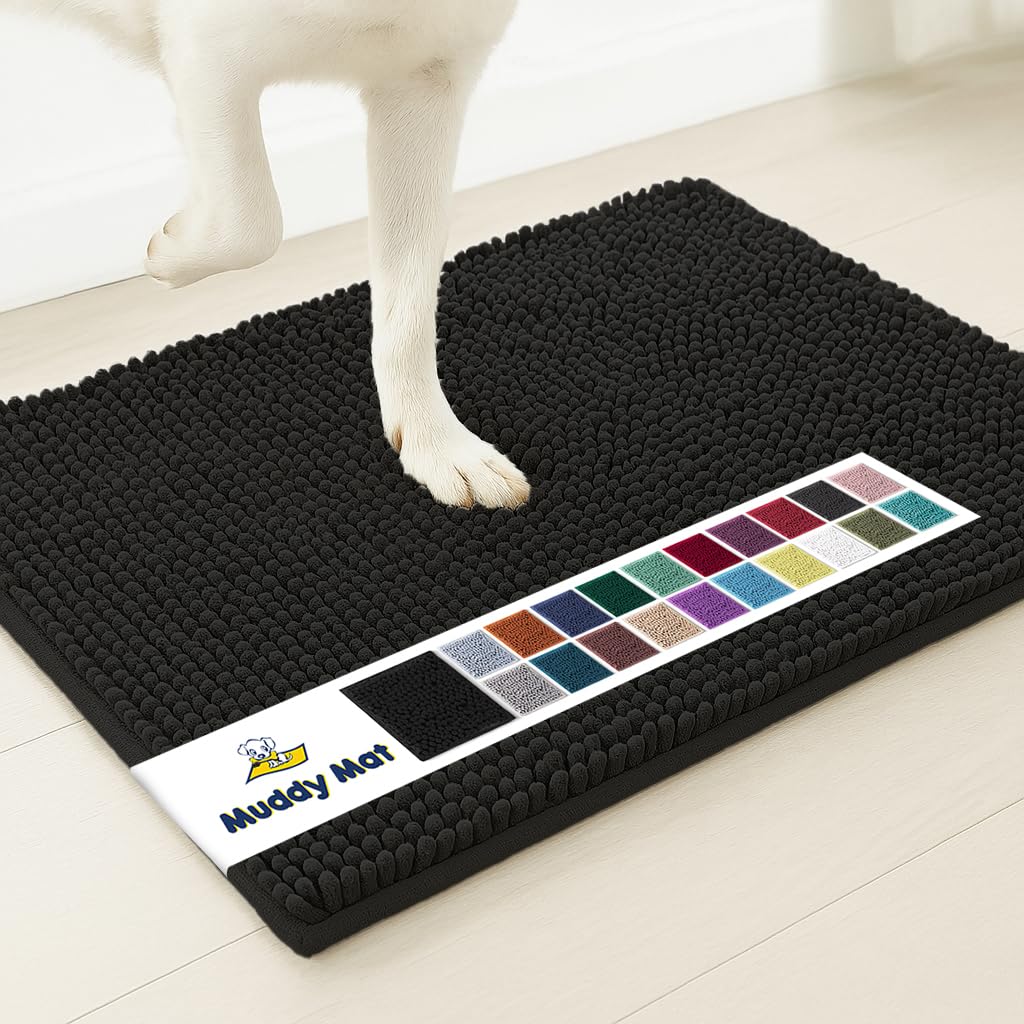 Muddy Mat® | Super Absorbent Door Mat Indoor, Microfiber Quick Dry Chenille Entryway Rug, Non-Slip Front Door Mat, Indoor Mats for Entryway, Machine Washable Pet Rug, Grey 30"x19"