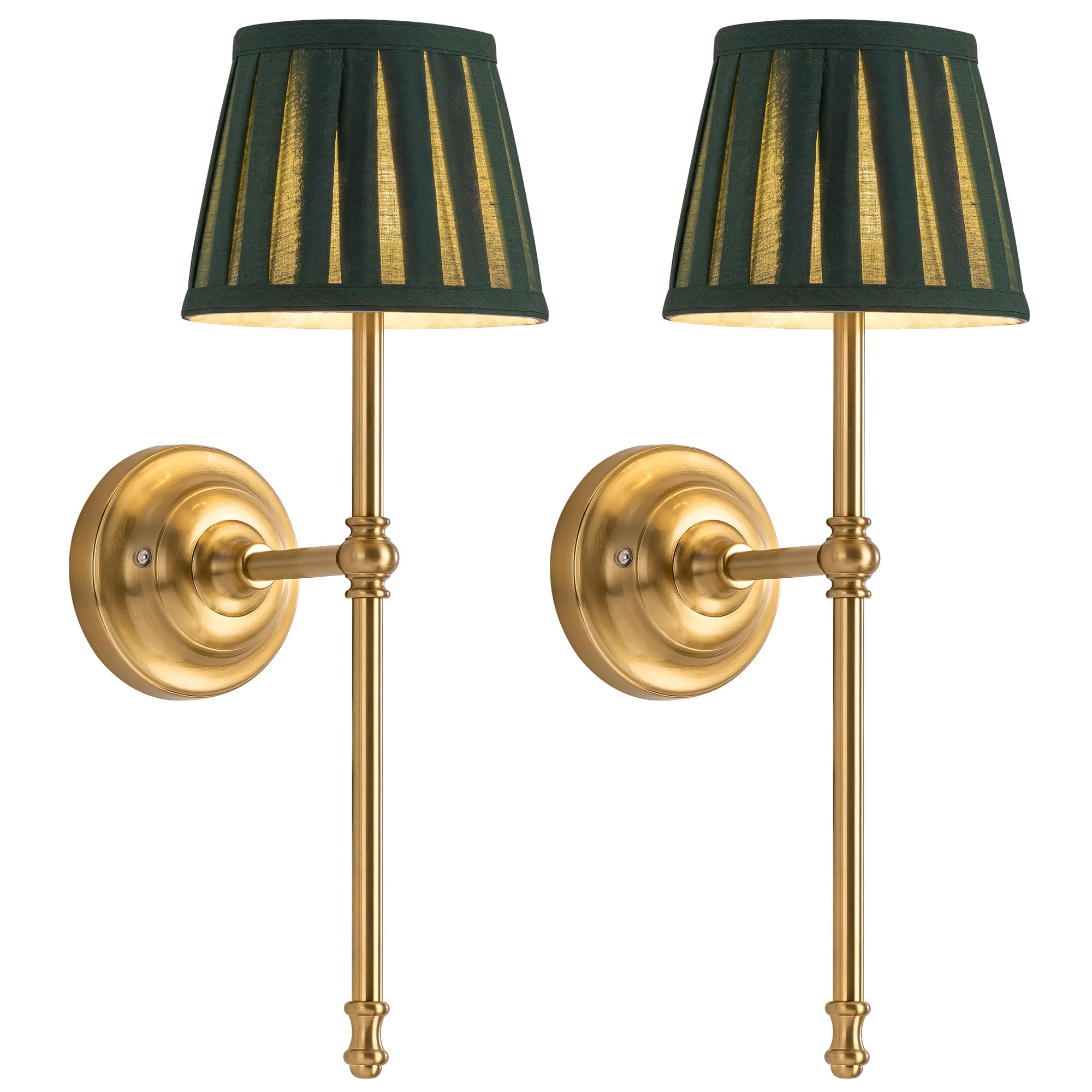 KDG Cordless Wall Sconces Set of 2, Small Wireless 5200mAh Rechargeable Battery Fabric LED Wall Lamps, Portables Lightings for Wall Painting, Living Room, Bedroom, Hallway, Gifts, Night Light (Gold)