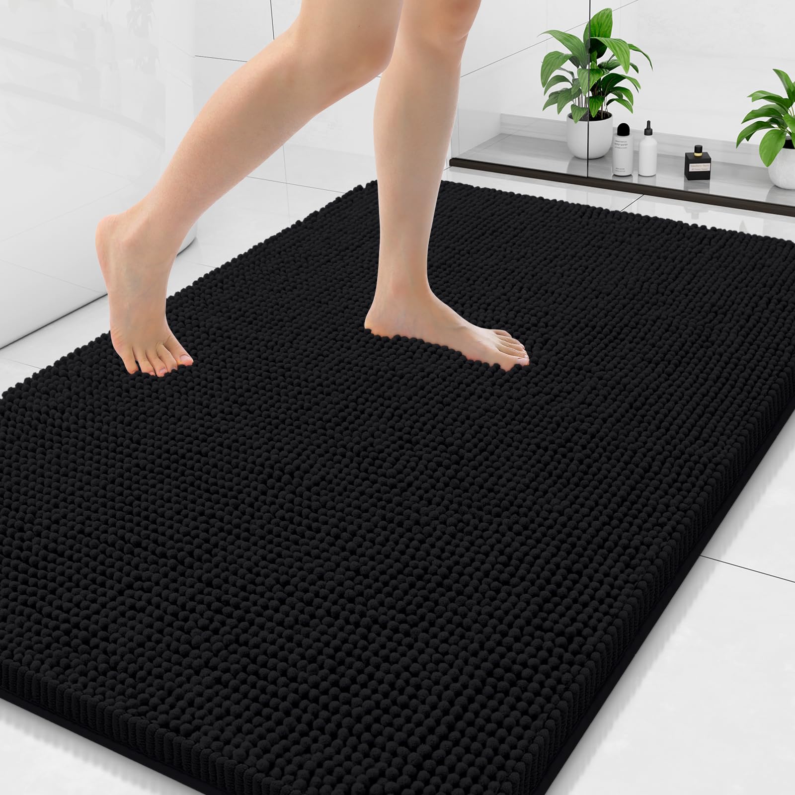 Arotive Bathroom Rugs 70x24, Extra Soft Absorbent Shaggy Chenille Bath Rugs, Machine Washable Rubber Backing Non-Slip Bath Mats for Bathroom Floor Tub and Shower, Home Decor Accessories, Beige