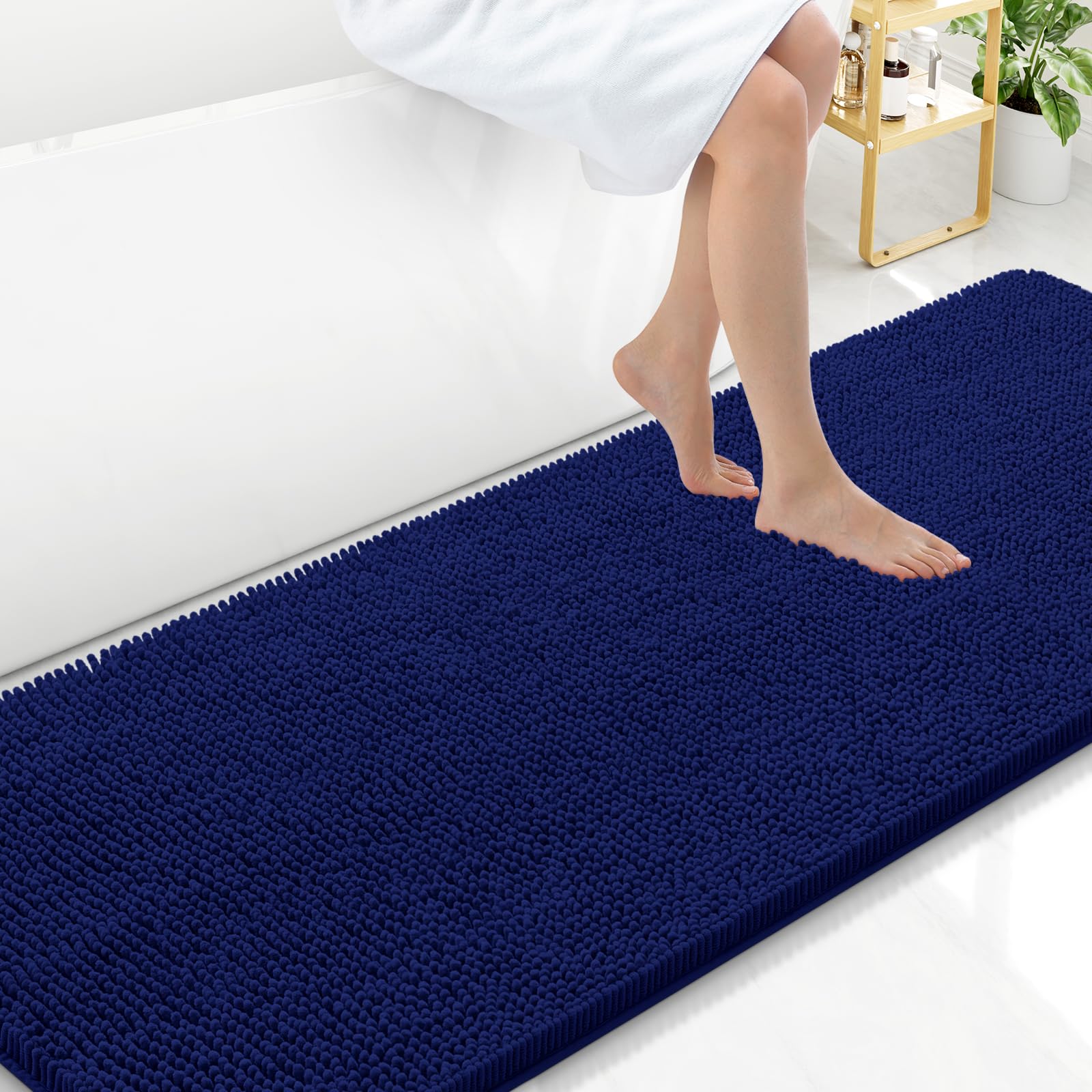 Arotive Bathroom Rugs 70x24, Extra Soft Absorbent Shaggy Chenille Bath Rugs, Machine Washable Rubber Backing Non-Slip Bath Mats for Bathroom Floor Tub and Shower, Home Decor Accessories, Beige