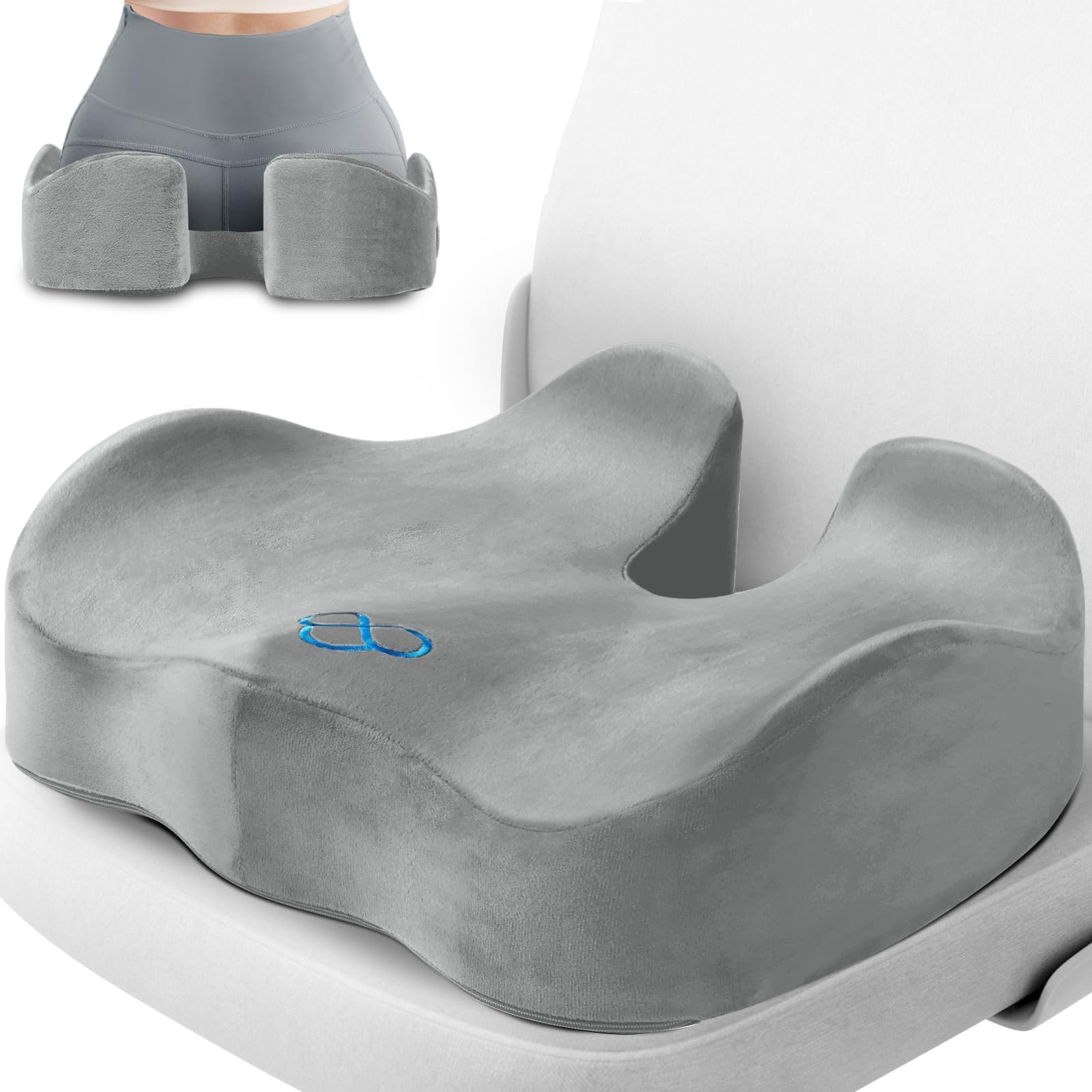 CushyOasis Seat Cushion, Gel Chair Cushions, Office Chair Cushions, Anti-Slip Bottom & Removable Cover Tailbone Pain Relief Cushion, Memory Foam Seat Cushion for Office, Wheelchair, Car (Black)