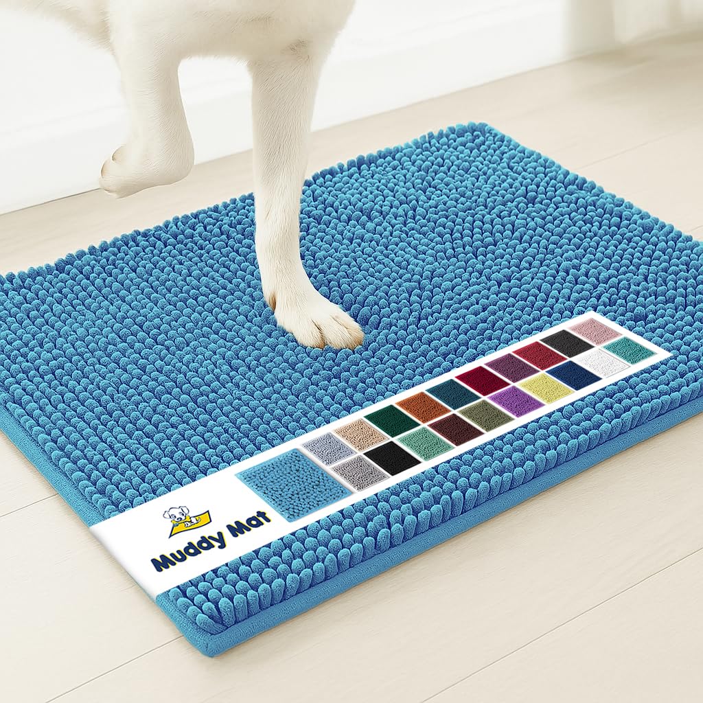Muddy Mat® | Super Absorbent Door Mat Indoor, Microfiber Quick Dry Chenille Entryway Rug, Non-Slip Front Door Mat, Indoor Mats for Entryway, Machine Washable Pet Rug, Grey 30"x19"