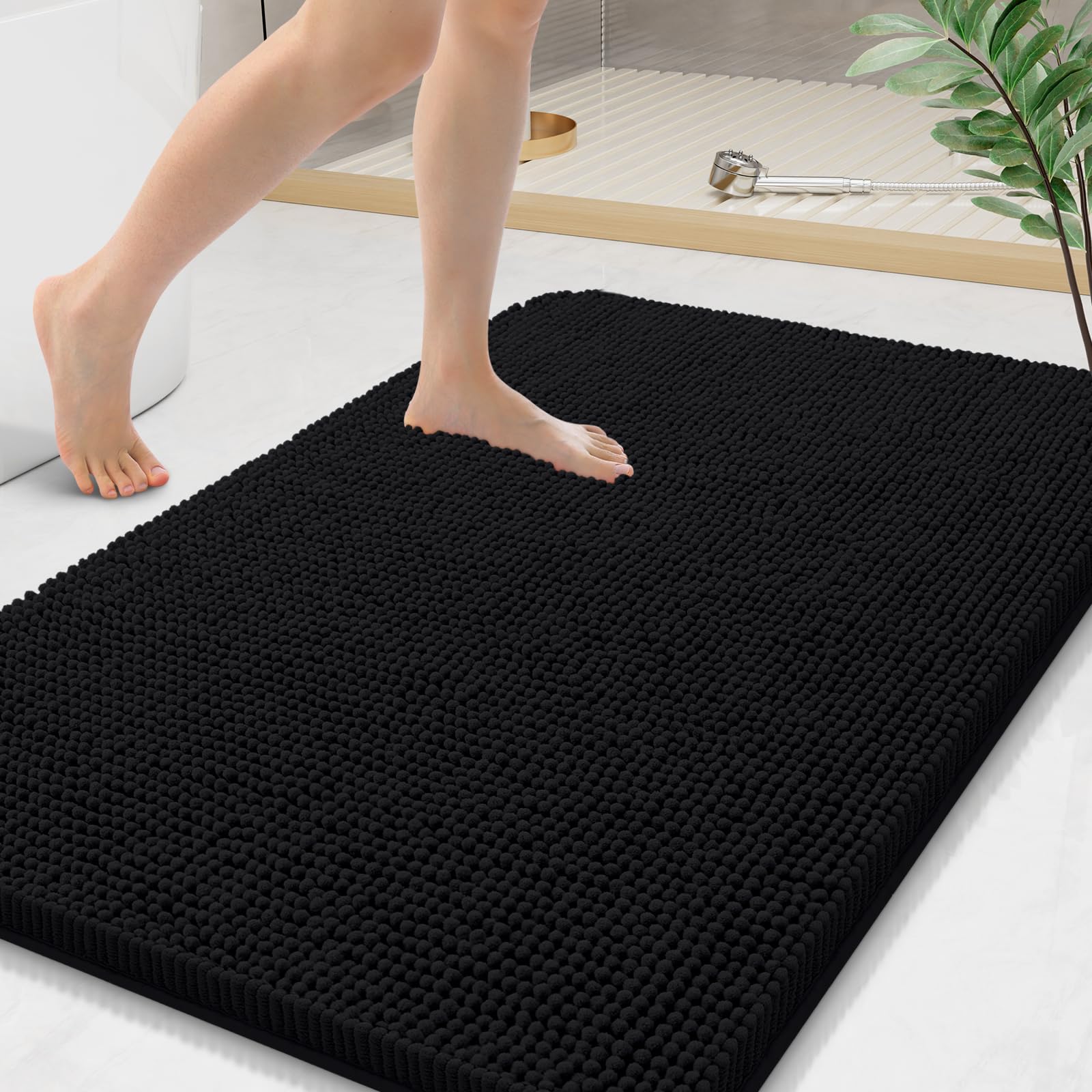 Arotive Bathroom Rugs 70x24, Extra Soft Absorbent Shaggy Chenille Bath Rugs, Machine Washable Rubber Backing Non-Slip Bath Mats for Bathroom Floor Tub and Shower, Home Decor Accessories, Beige