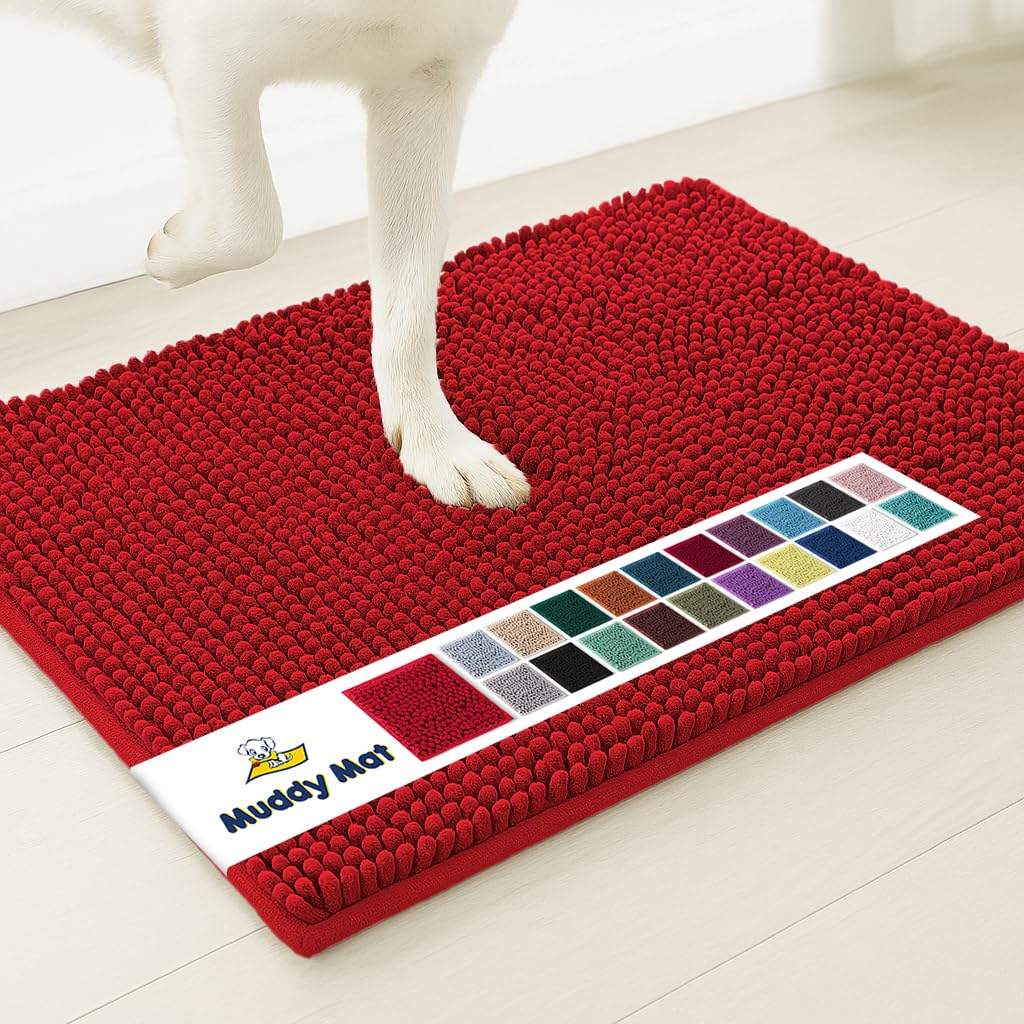 Muddy Mat® | Super Absorbent Door Mat Indoor, Microfiber Quick Dry Chenille Entryway Rug, Non-Slip Front Door Mat, Indoor Mats for Entryway, Machine Washable Pet Rug, Grey 30"x19"