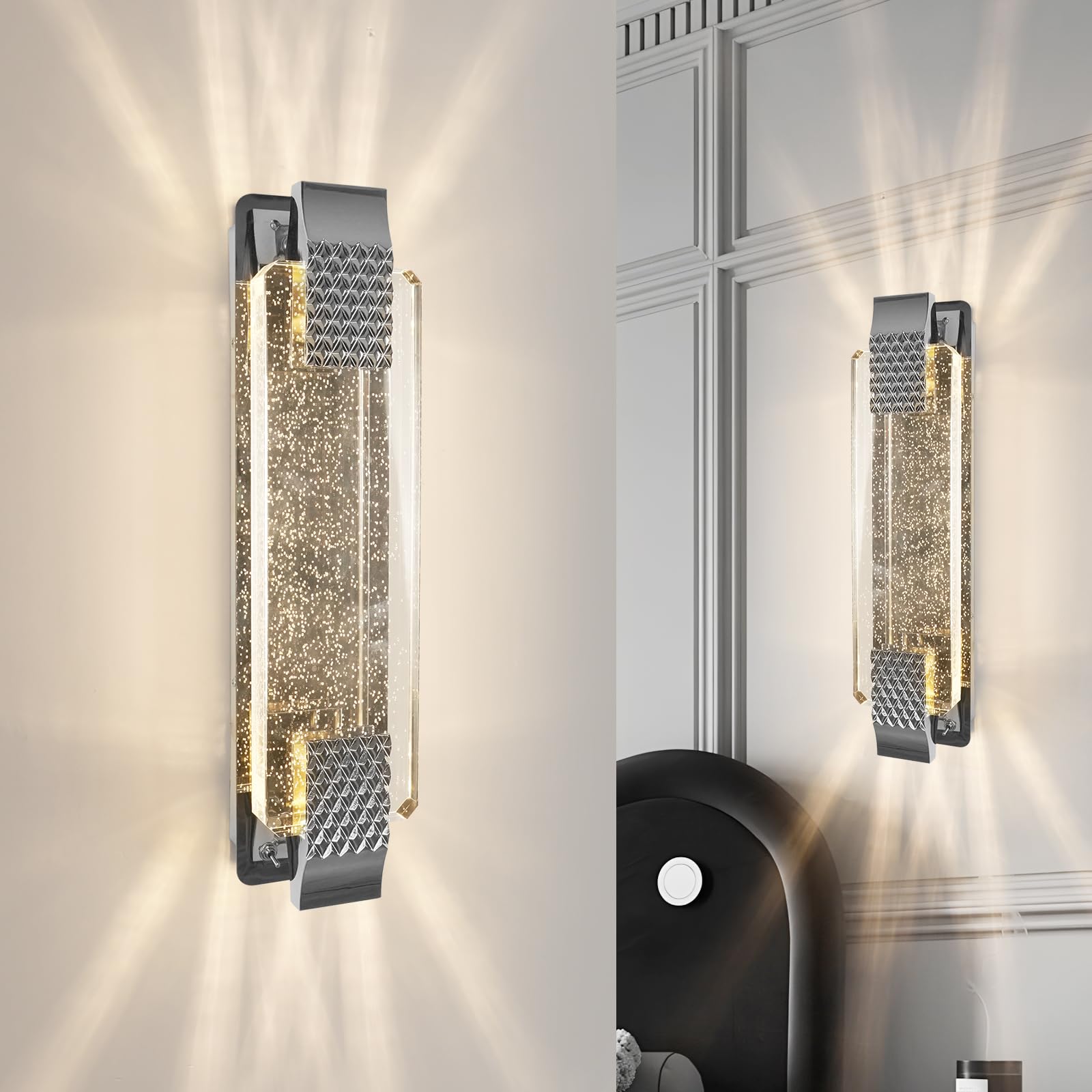 camuucci Battery Operated Wall Sconce Rechargeable Battery Powered 12000mAh Wall Light Indoor Not Hardwired Wall Lamp Fixtures for Bedroom Living Room 1Pack