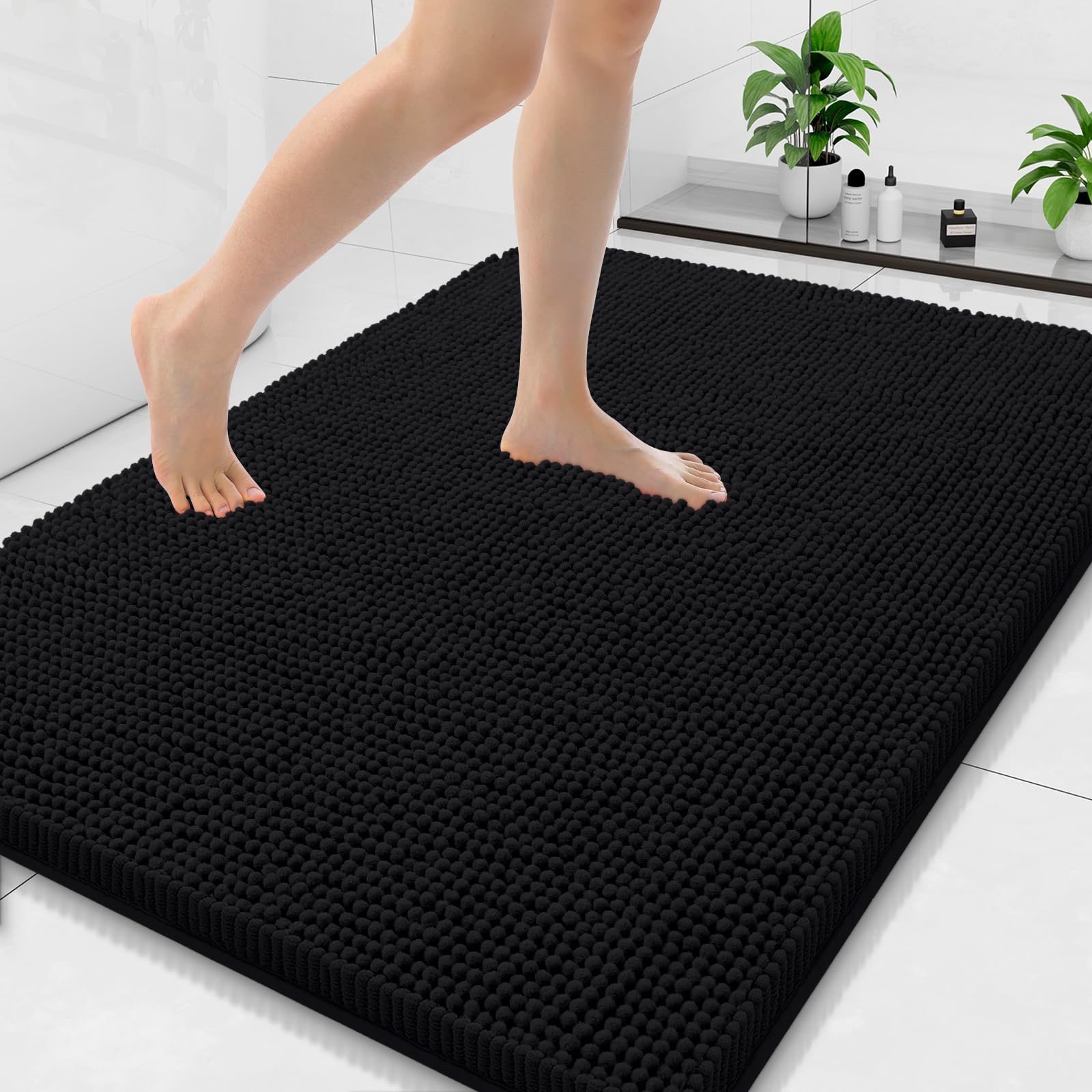 Arotive Bathroom Rugs 70x24, Extra Soft Absorbent Shaggy Chenille Bath Rugs, Machine Washable Rubber Backing Non-Slip Bath Mats for Bathroom Floor Tub and Shower, Home Decor Accessories, Beige