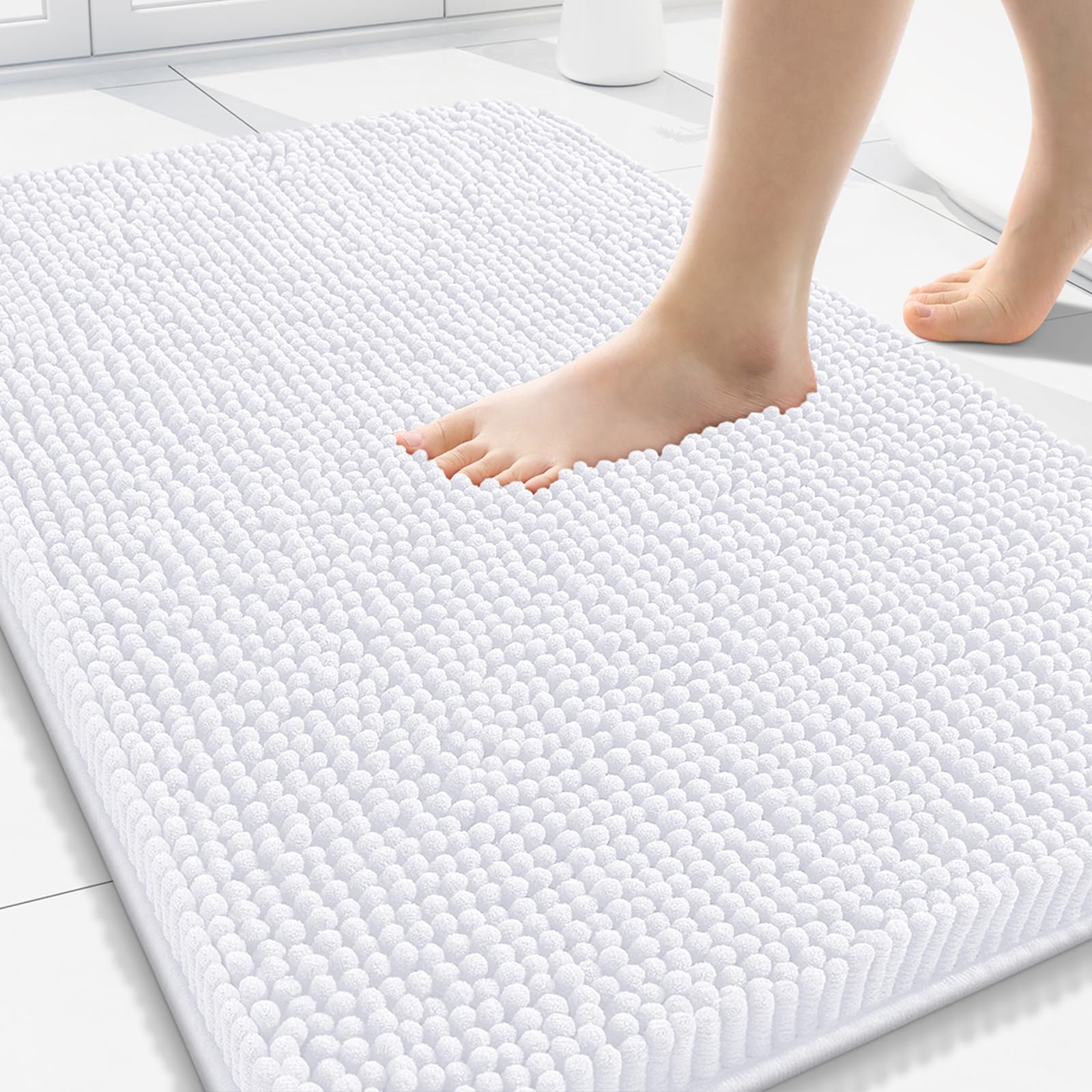 Arotive Bathroom Rugs 30x20, Extra Soft Absorbent Shaggy Chenille Bath Rugs, Machine Washable Rubber Backing Non-Slip Bath Mats for Bathroom Floor Tub and Shower, Home Decor Accessories, Grey