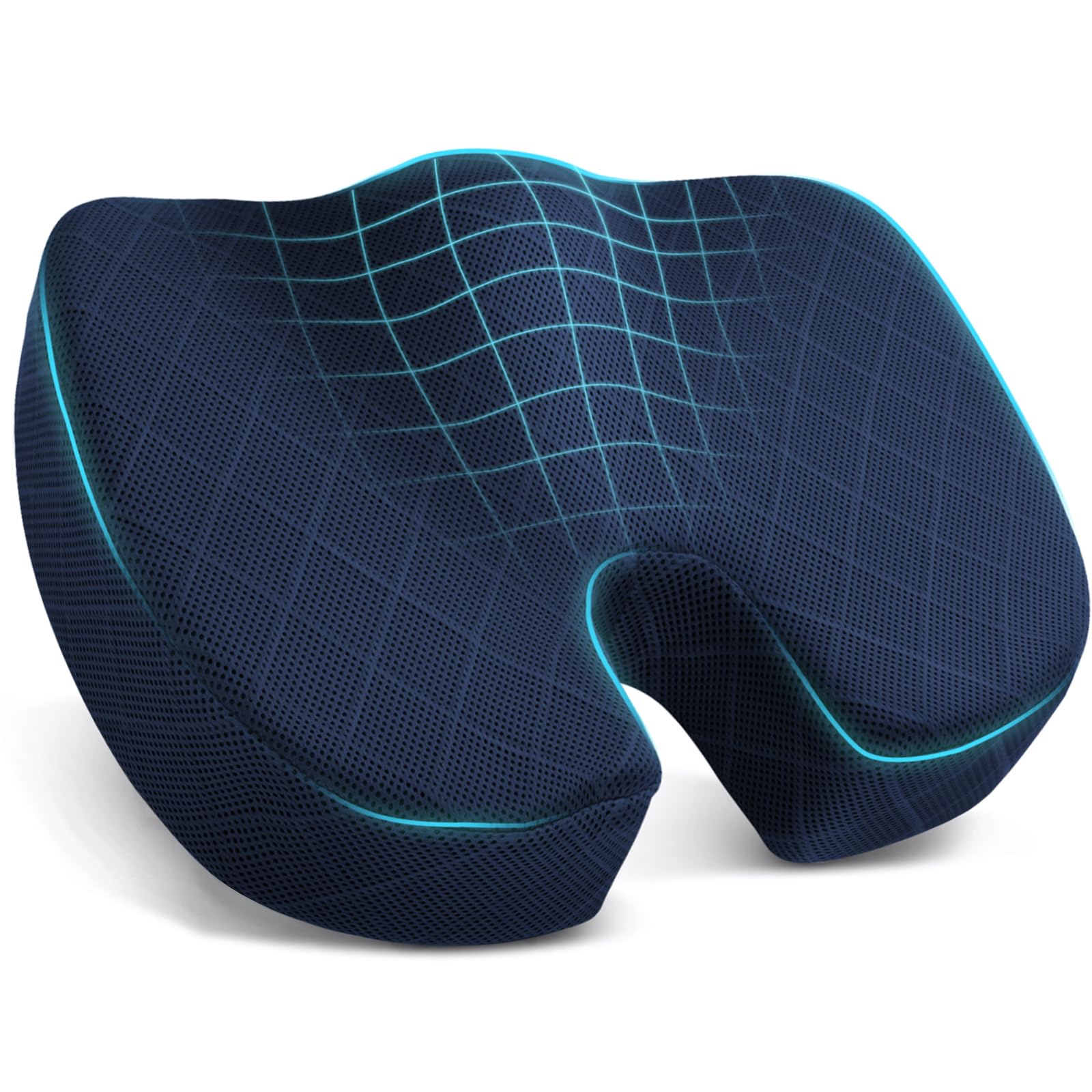 TushGuard Seat Cushion - Memory Foam Cushion for Office Chair, Car Seat, Airplane, Bleacher - Sciatica & Hip & Coccyx Pain Relief Desk Chair Cushion for Long Sitting Office Workers, Car Drivers