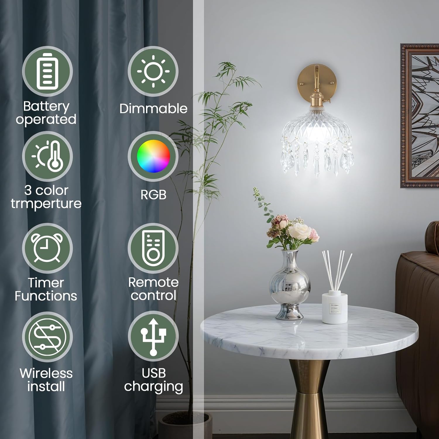 Vintage Battery Operated Wireless Wall Sconces, Rechargeable Battery Antique Brass Wall Lights,Luxury Corridor Lamp with Remote for Dining Room Hallway Living Room, Set of Two