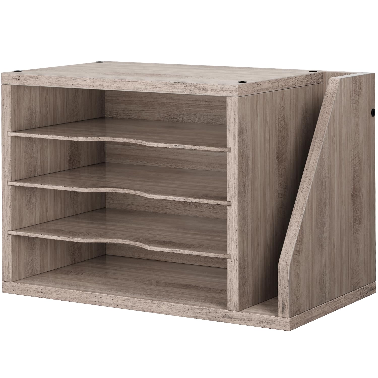 Creso hom Mail Sorter, File Organizer Desktop, Wood Desk Organizer with 3 Adjustable Shelves, Mail Holder for Office, Home, Letter Sorter File Holders for Envelopes, Supplies Magazines, Rustic Brown