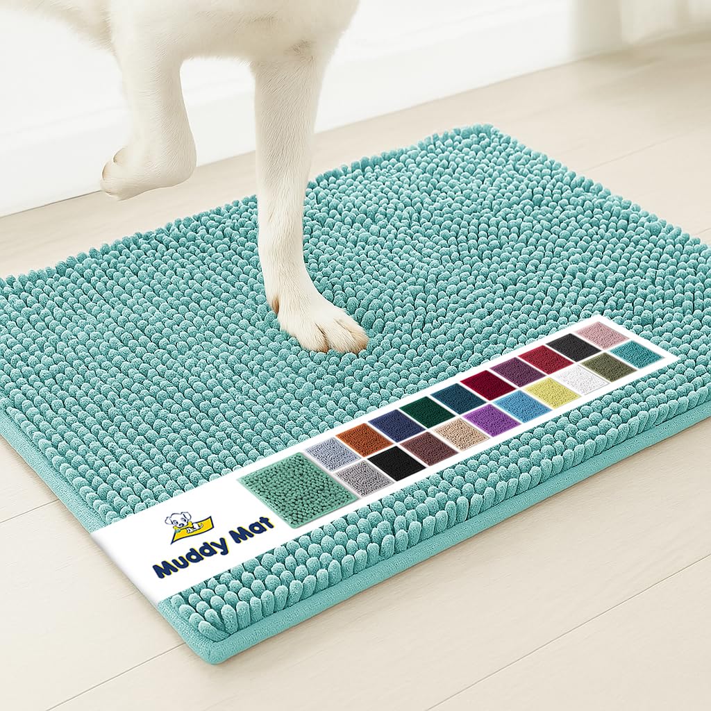 Muddy Mat® | Super Absorbent Door Mat Indoor, Microfiber Quick Dry Chenille Entryway Rug, Non-Slip Front Door Mat, Indoor Mats for Entryway, Machine Washable Pet Rug, Grey 30"x19"