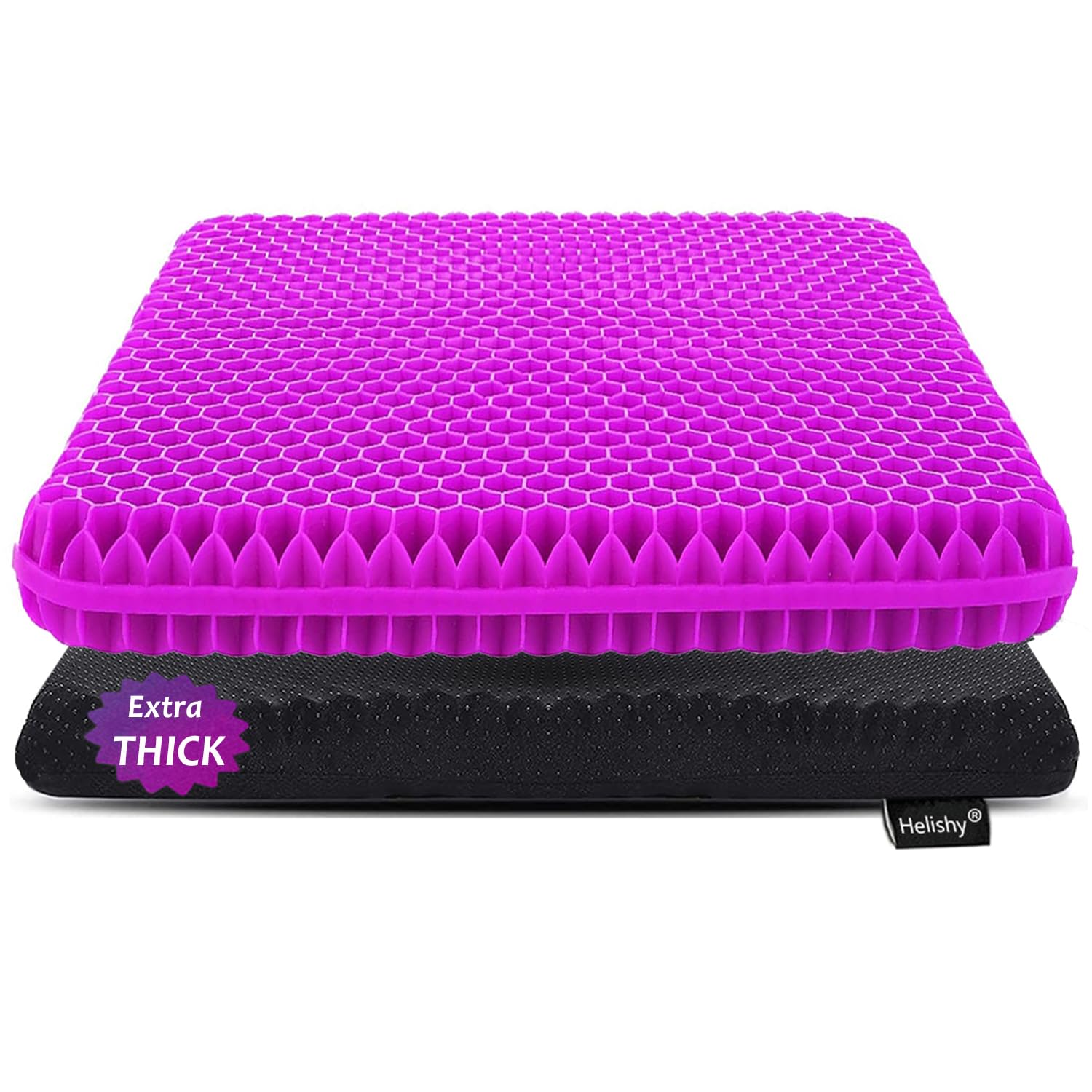 Gel Seat Cushion for Long Sitting, Extra Thick Gel Cushion for Wheelchair Soft Chair Pads for Office Home Chairs Car Seats Long Trips - Back Sciatica Hip Tailbone Pain Relief Cushion (Black)