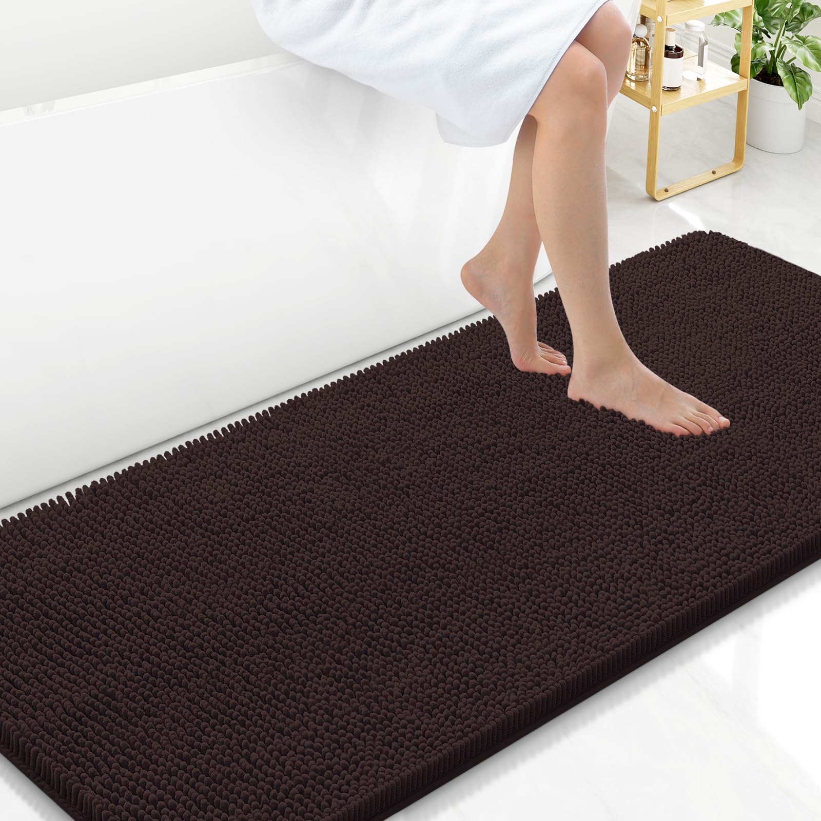 Arotive Bathroom Rugs 30x20, Extra Soft Absorbent Shaggy Chenille Bath Rugs, Machine Washable Rubber Backing Non-Slip Bath Mats for Bathroom Floor Tub and Shower, Home Decor Accessories, Grey