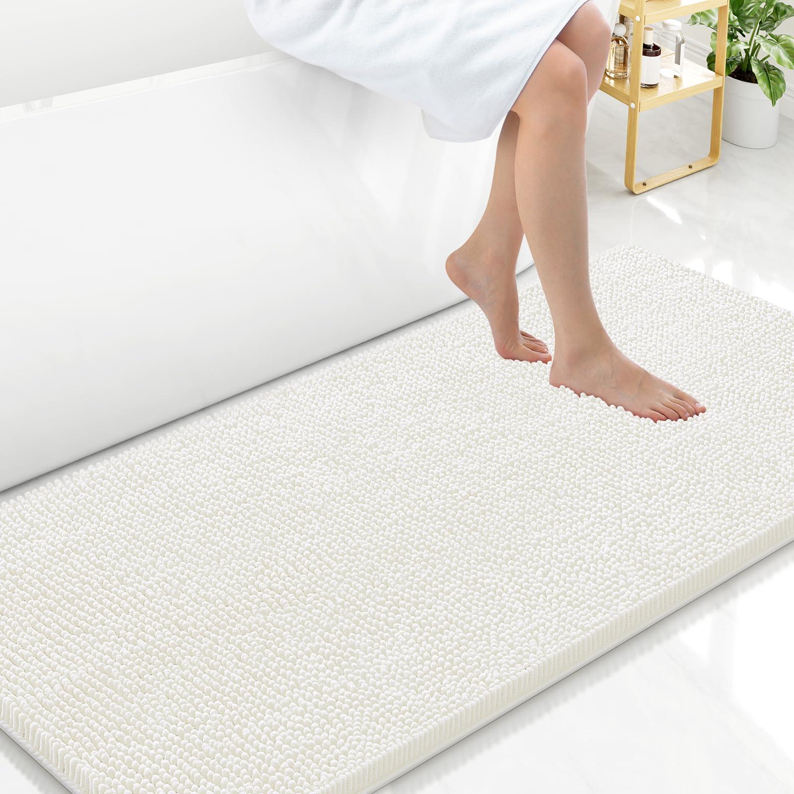 Arotive Bathroom Rugs 30x20, Extra Soft Absorbent Shaggy Chenille Bath Rugs, Machine Washable Rubber Backing Non-Slip Bath Mats for Bathroom Floor Tub and Shower, Home Decor Accessories, Grey