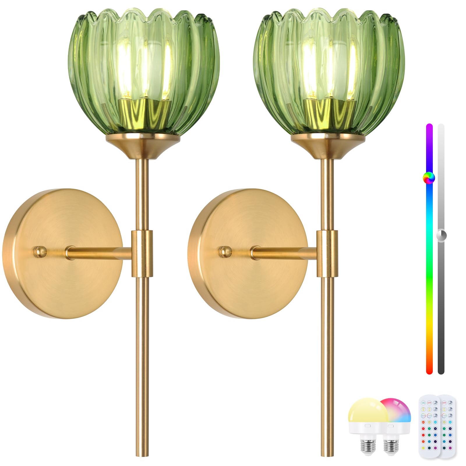 Vintage Battery Operated Wireless Wall Sconces, Rechargeable Battery Antique Brass Wall Lights,Luxury Corridor Lamp with Remote for Dining Room Hallway Living Room, Set of Two