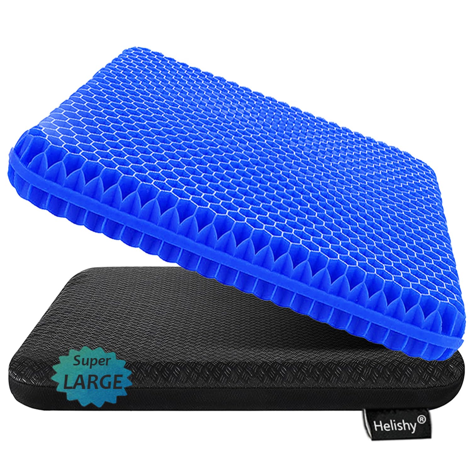 Gel Seat Cushion for Long Sitting, Extra Thick Gel Cushion for Wheelchair Soft Chair Pads for Office Home Chairs Car Seats Long Trips - Back Sciatica Hip Tailbone Pain Relief Cushion (Black)