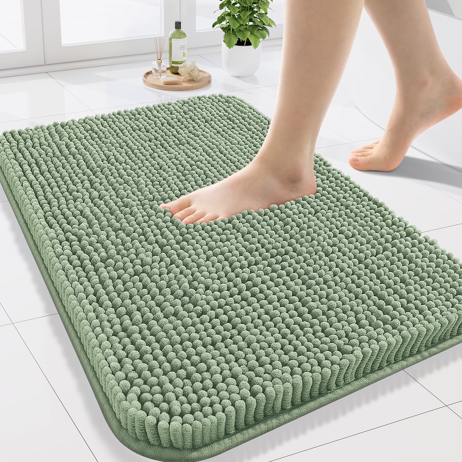 Arotive Bathroom Rugs 70x24, Extra Soft Absorbent Shaggy Chenille Bath Rugs, Machine Washable Rubber Backing Non-Slip Bath Mats for Bathroom Floor Tub and Shower, Home Decor Accessories, Beige