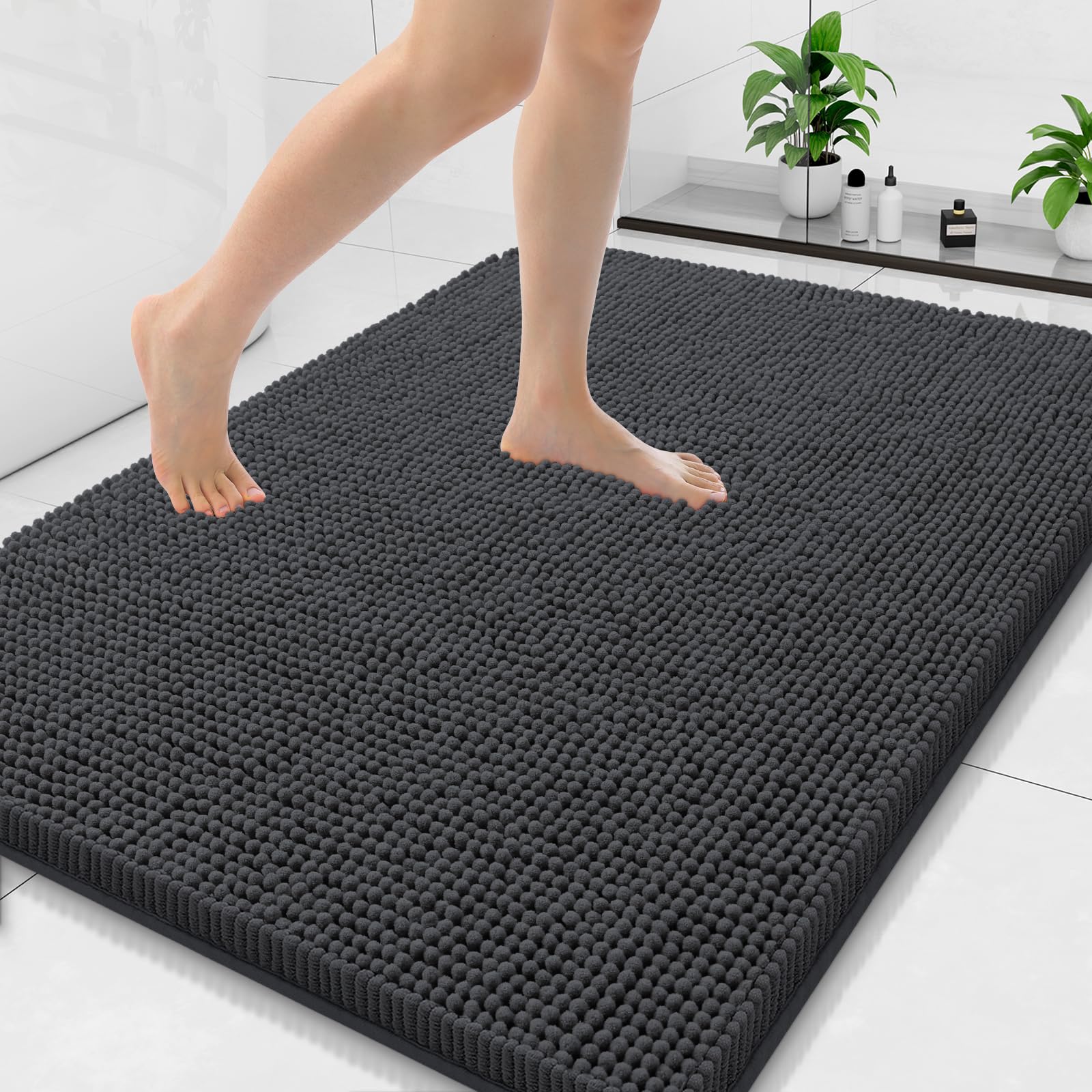 Arotive Bathroom Rugs 70x24, Extra Soft Absorbent Shaggy Chenille Bath Rugs, Machine Washable Rubber Backing Non-Slip Bath Mats for Bathroom Floor Tub and Shower, Home Decor Accessories, Beige