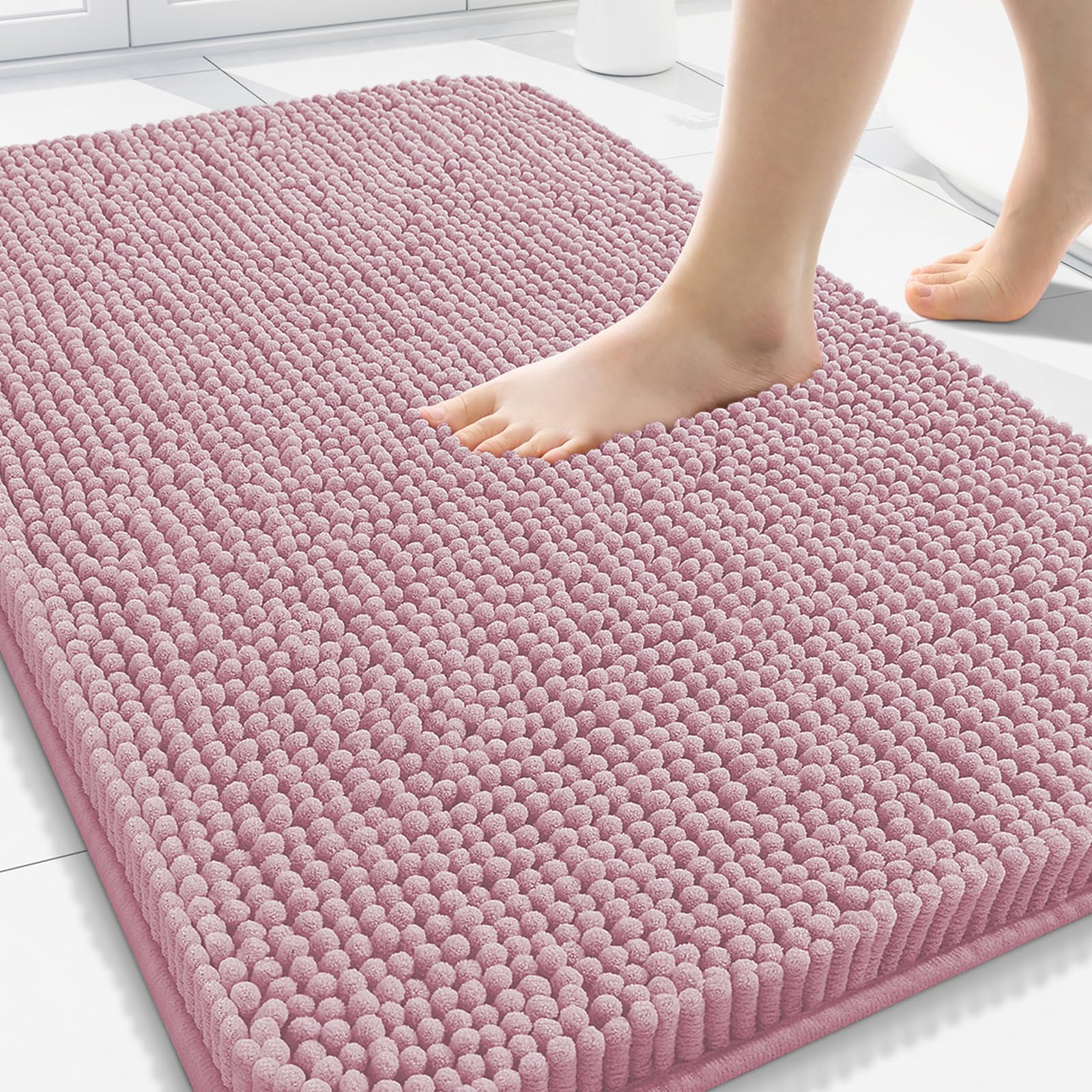 Arotive Bathroom Rugs 70x24, Extra Soft Absorbent Shaggy Chenille Bath Rugs, Machine Washable Rubber Backing Non-Slip Bath Mats for Bathroom Floor Tub and Shower, Home Decor Accessories, Beige