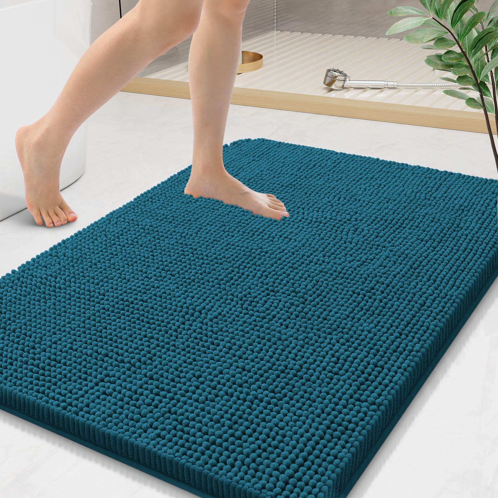 Arotive Bathroom Rugs 30x20, Extra Soft Absorbent Shaggy Chenille Bath Rugs, Machine Washable Rubber Backing Non-Slip Bath Mats for Bathroom Floor Tub and Shower, Home Decor Accessories, Grey