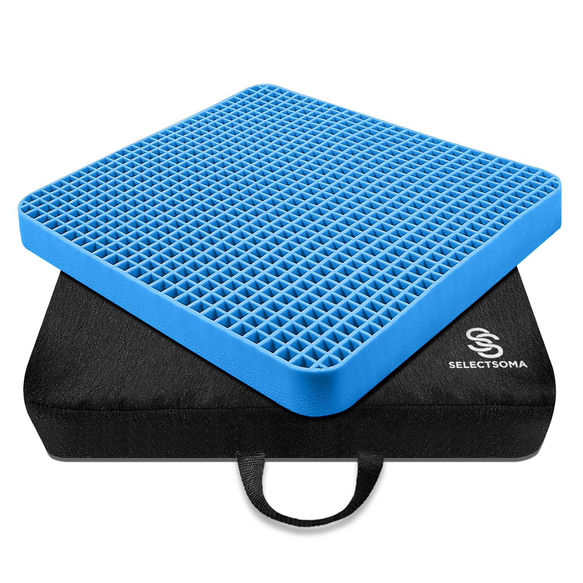 SelectSoma Double-Thick Gel Seat Cushion for Long Sitting Pressure Relief for Back, Sciatica, Coccyx, Tailbone Pain - Cushion for Office Chair, Wheelchair, Car & Truck, Patio Chairs - Egg Seat Pad