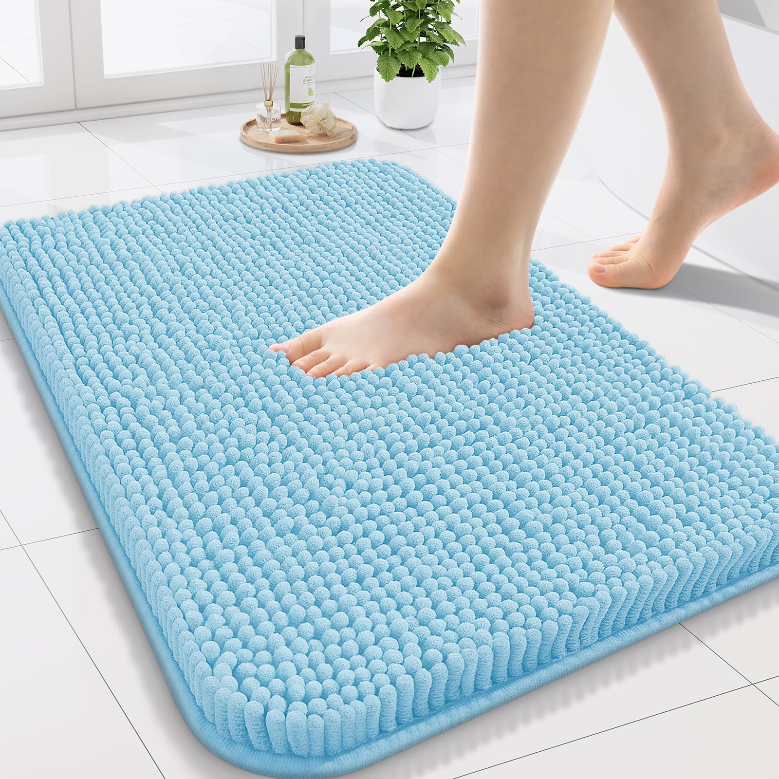 Arotive Bathroom Rugs 70x24, Extra Soft Absorbent Shaggy Chenille Bath Rugs, Machine Washable Rubber Backing Non-Slip Bath Mats for Bathroom Floor Tub and Shower, Home Decor Accessories, Beige