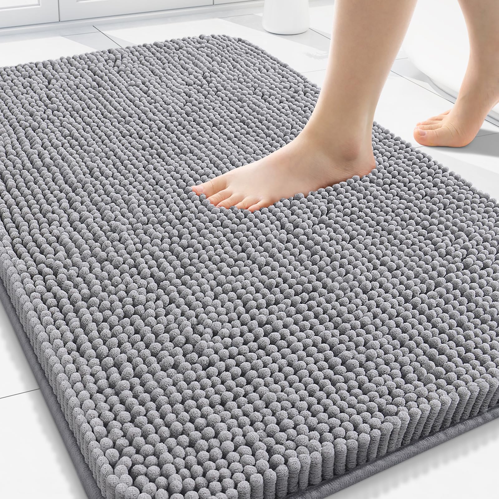 Arotive Bathroom Rugs 70x24, Extra Soft Absorbent Shaggy Chenille Bath Rugs, Machine Washable Rubber Backing Non-Slip Bath Mats for Bathroom Floor Tub and Shower, Home Decor Accessories, Beige