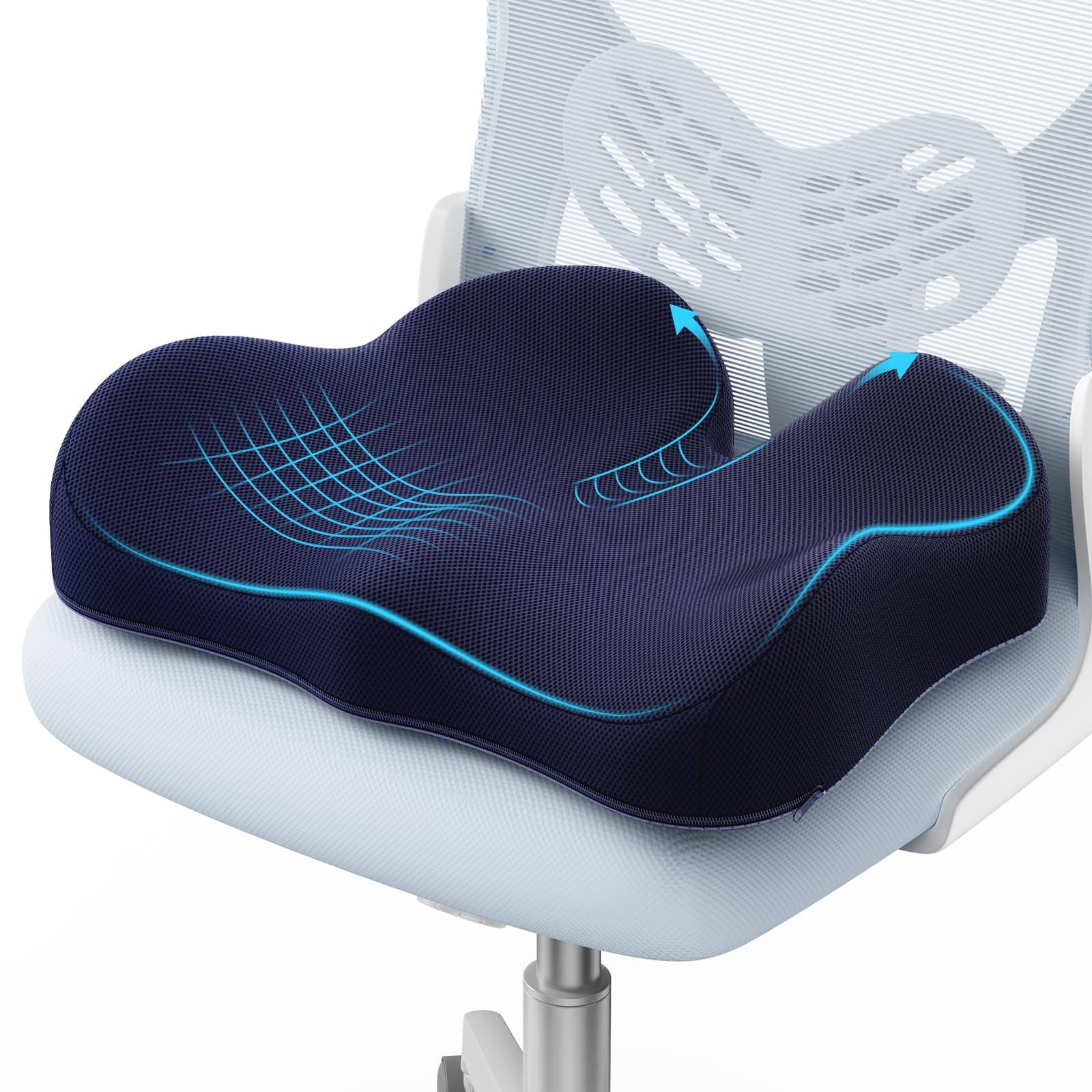 A-Pce Seat Cushion-Large Memory Foam Cushion for Office Chair-Sciatica & Lower Back & Coccyx Pain Relief-Coccyx Cushion for Car&Long Sitting at Work,Black