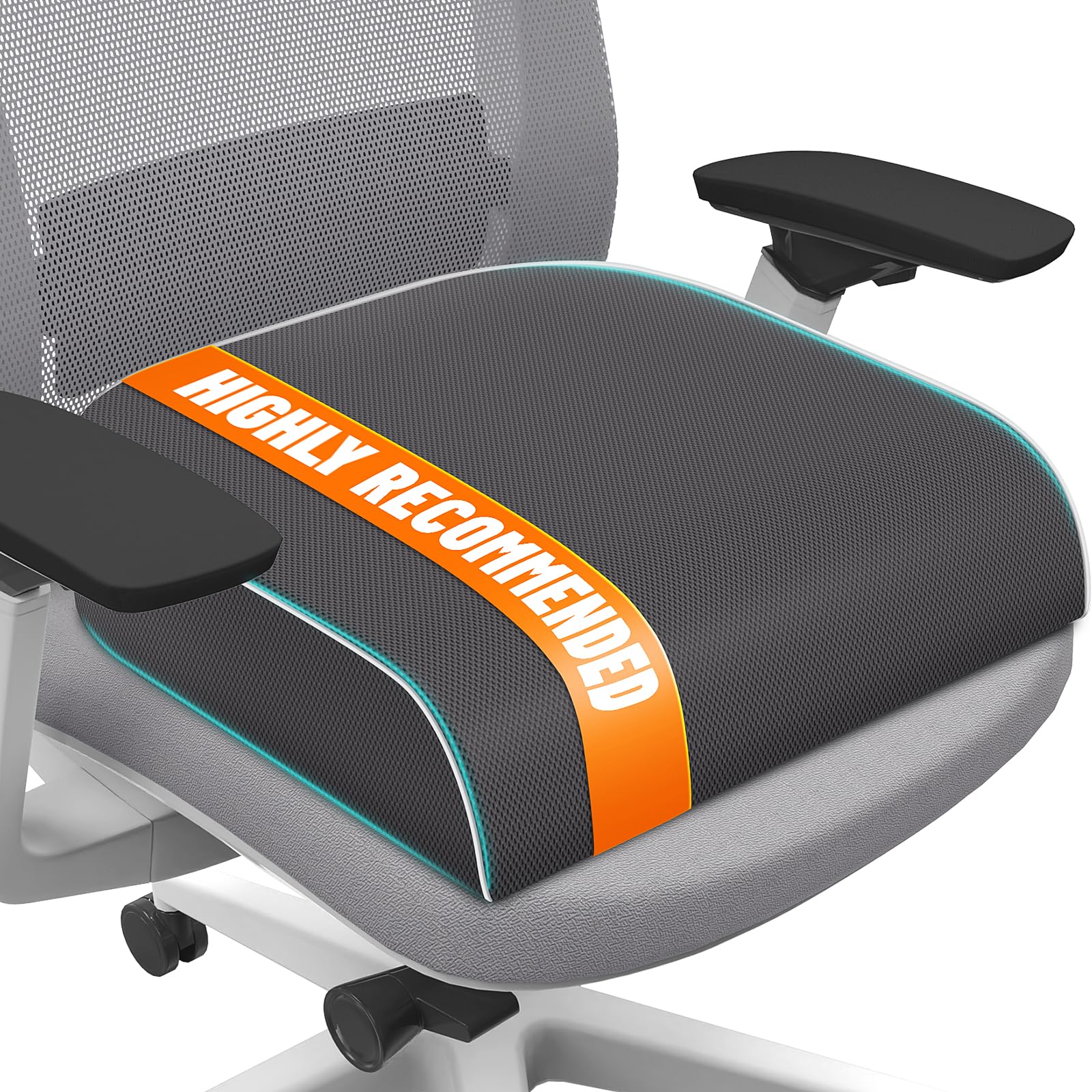 SweetSlubr Seat Cushion for Tailbone Pain Relief, Office Chair Cushion, Memory Foam Large Cushion with Non-Slip Cover for Soft Support at Office Chair, Car Seat, Airplane, Floor Pillow, Black/Large