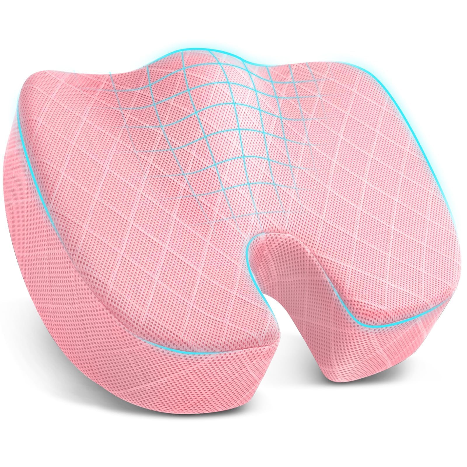 TushGuard Seat Cushion - Memory Foam Cushion for Office Chair, Car Seat, Airplane, Bleacher - Sciatica & Hip & Coccyx Pain Relief Desk Chair Cushion for Long Sitting Office Workers, Car Drivers