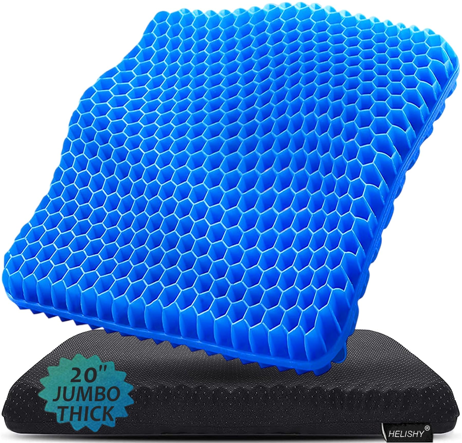 Gel Seat Cushion for Long Sitting - 1.65inch Double Thick Cooling Egg Cushion for Back, Hip, Sciatica, Coccyx, Tailbone Pain Relief - Office Chair Car Seat Cushion – Wheelchair Cushions