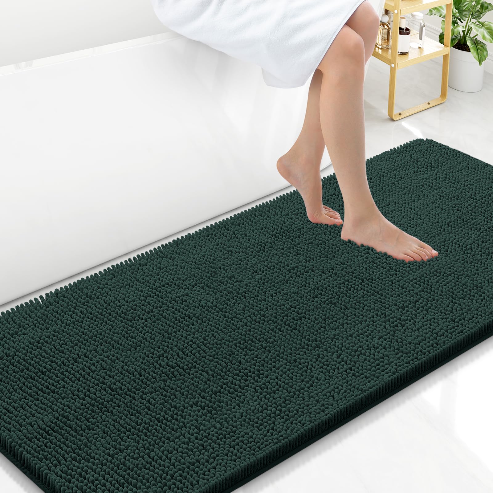 Arotive Bathroom Rugs 70x24, Extra Soft Absorbent Shaggy Chenille Bath Rugs, Machine Washable Rubber Backing Non-Slip Bath Mats for Bathroom Floor Tub and Shower, Home Decor Accessories, Beige