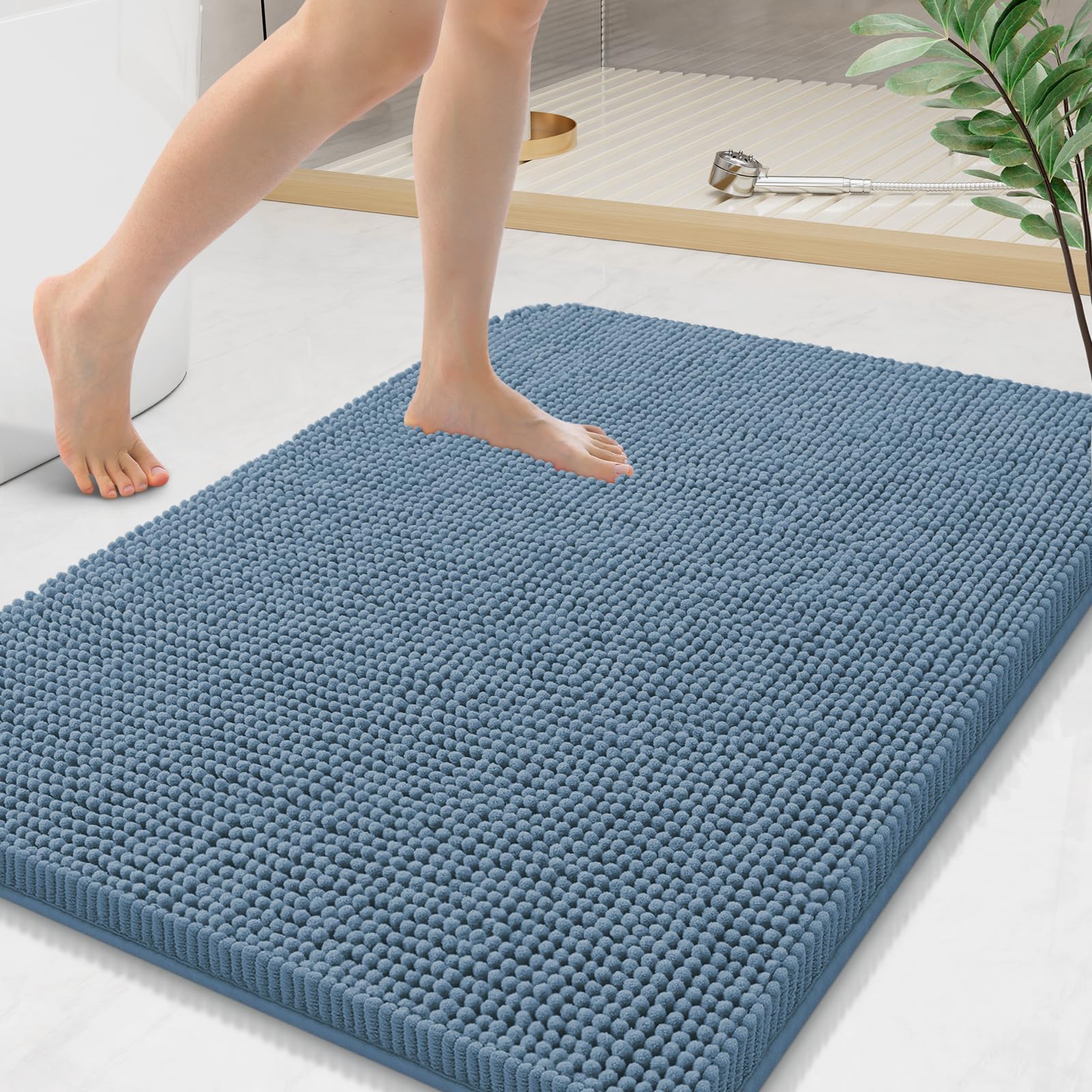 Arotive Bathroom Rugs 70x24, Extra Soft Absorbent Shaggy Chenille Bath Rugs, Machine Washable Rubber Backing Non-Slip Bath Mats for Bathroom Floor Tub and Shower, Home Decor Accessories, Beige