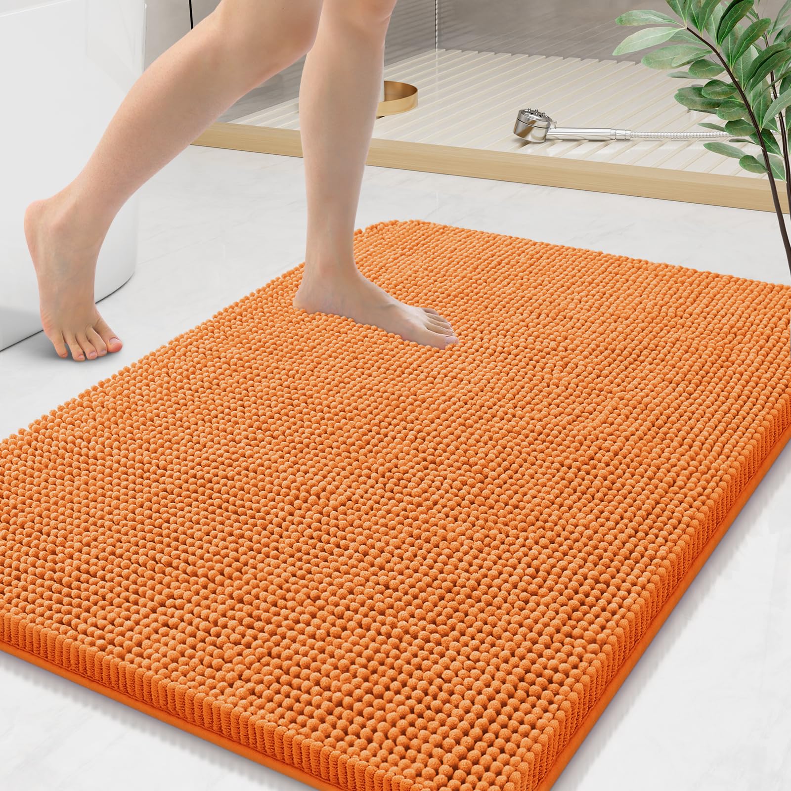 Arotive Bathroom Rugs 30x20, Extra Soft Absorbent Shaggy Chenille Bath Rugs, Machine Washable Rubber Backing Non-Slip Bath Mats for Bathroom Floor Tub and Shower, Home Decor Accessories, Grey
