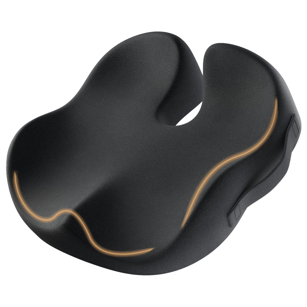 ProtoArc Seat Cushion, Office Chair Cushion for Sciatica, Coccyx Cushion, Ergonomic Memory Foam Seat Cushion for Car, Home, Pressure Relief Pad for Hip, Tailbone, All Day Comfort - Black