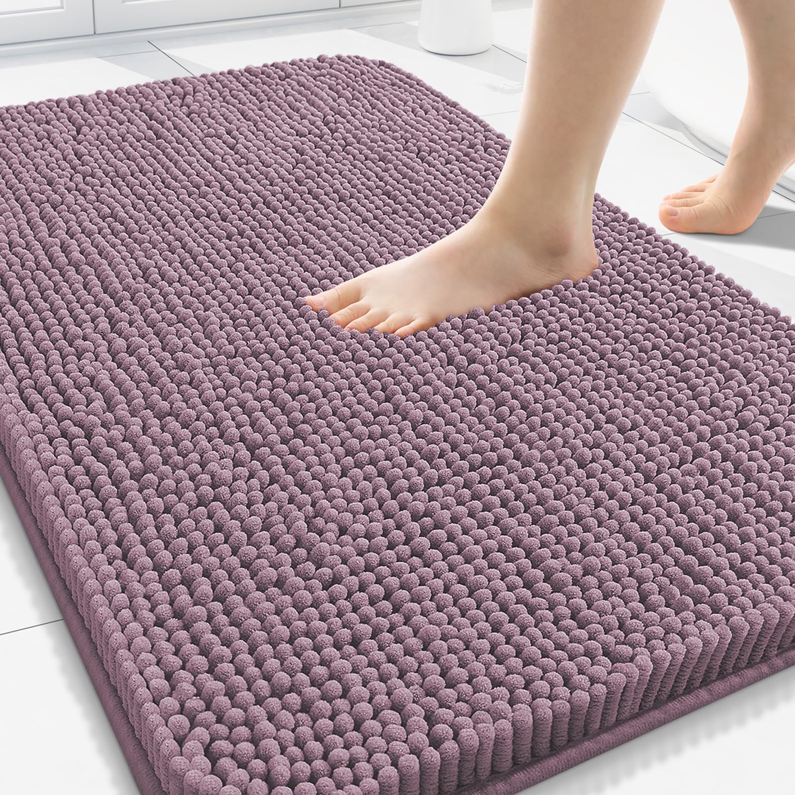 Arotive Bathroom Rugs 70x24, Extra Soft Absorbent Shaggy Chenille Bath Rugs, Machine Washable Rubber Backing Non-Slip Bath Mats for Bathroom Floor Tub and Shower, Home Decor Accessories, Beige