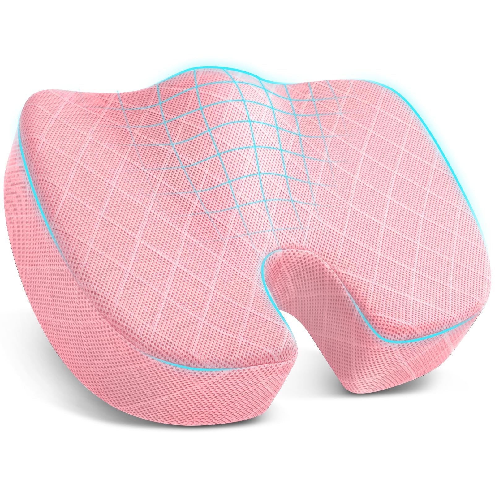 TushGuard Seat Cushion - Memory Foam Cushion for Office Chair, Car Seat, Airplane, Bleacher - Sciatica & Hip & Coccyx Pain Relief Desk Chair Cushion for Long Sitting Office Workers, Car Drivers