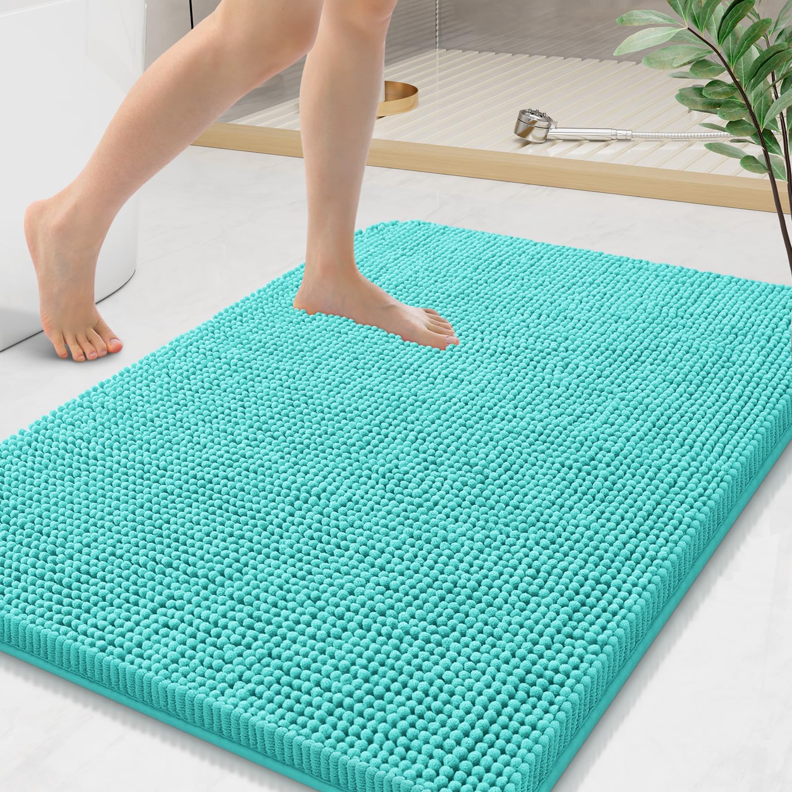 Arotive Bathroom Rugs 30x20, Extra Soft Absorbent Shaggy Chenille Bath Rugs, Machine Washable Rubber Backing Non-Slip Bath Mats for Bathroom Floor Tub and Shower, Home Decor Accessories, Grey