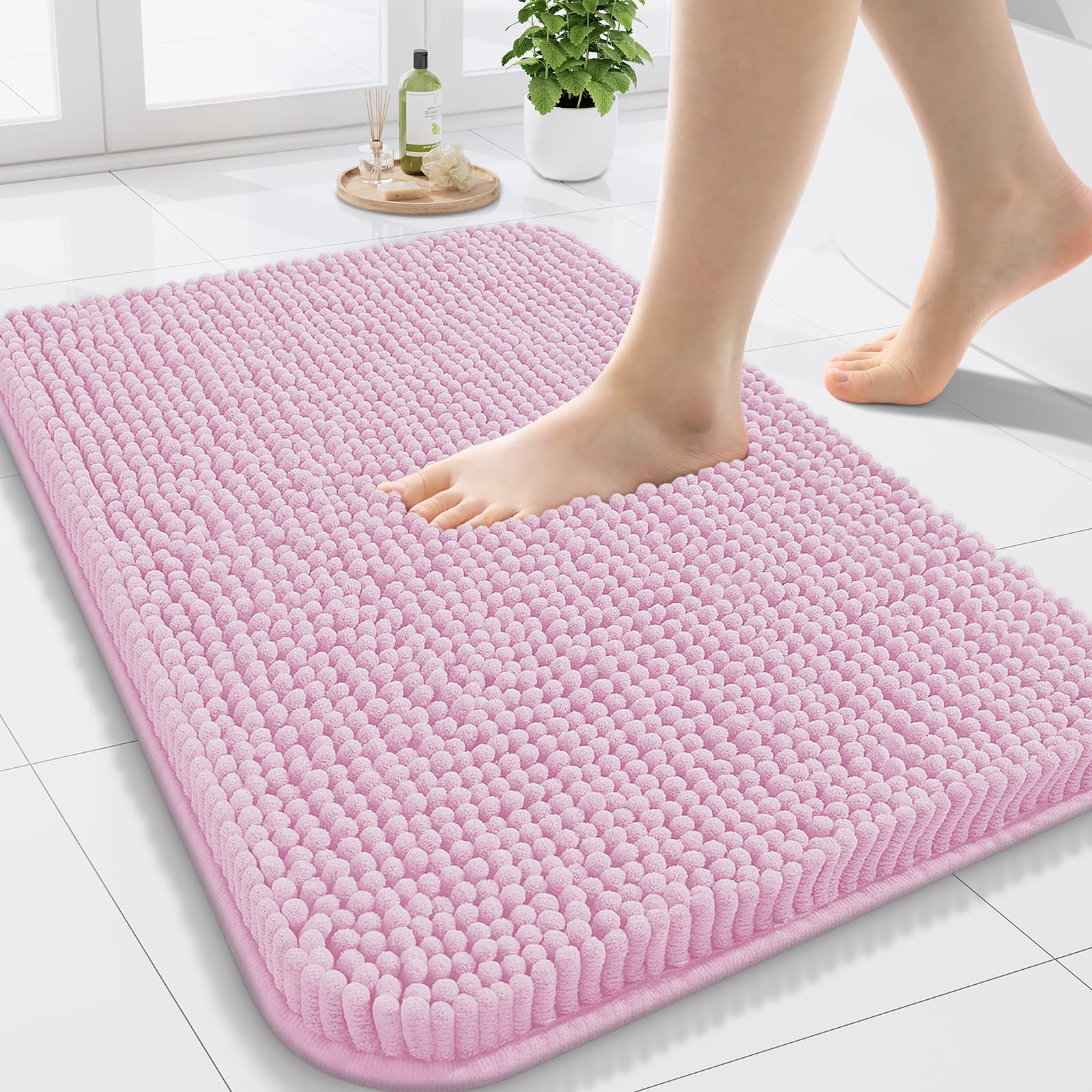 Arotive Bathroom Rugs 70x24, Extra Soft Absorbent Shaggy Chenille Bath Rugs, Machine Washable Rubber Backing Non-Slip Bath Mats for Bathroom Floor Tub and Shower, Home Decor Accessories, Beige