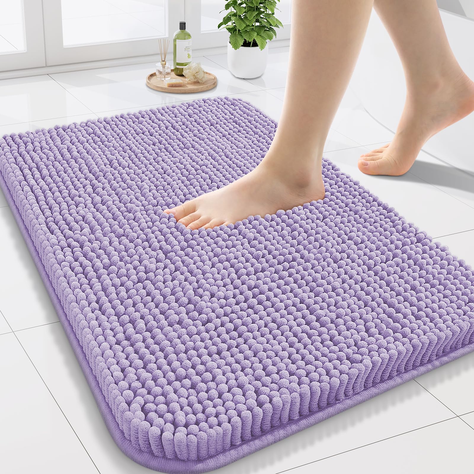 Arotive Bathroom Rugs 70x24, Extra Soft Absorbent Shaggy Chenille Bath Rugs, Machine Washable Rubber Backing Non-Slip Bath Mats for Bathroom Floor Tub and Shower, Home Decor Accessories, Beige