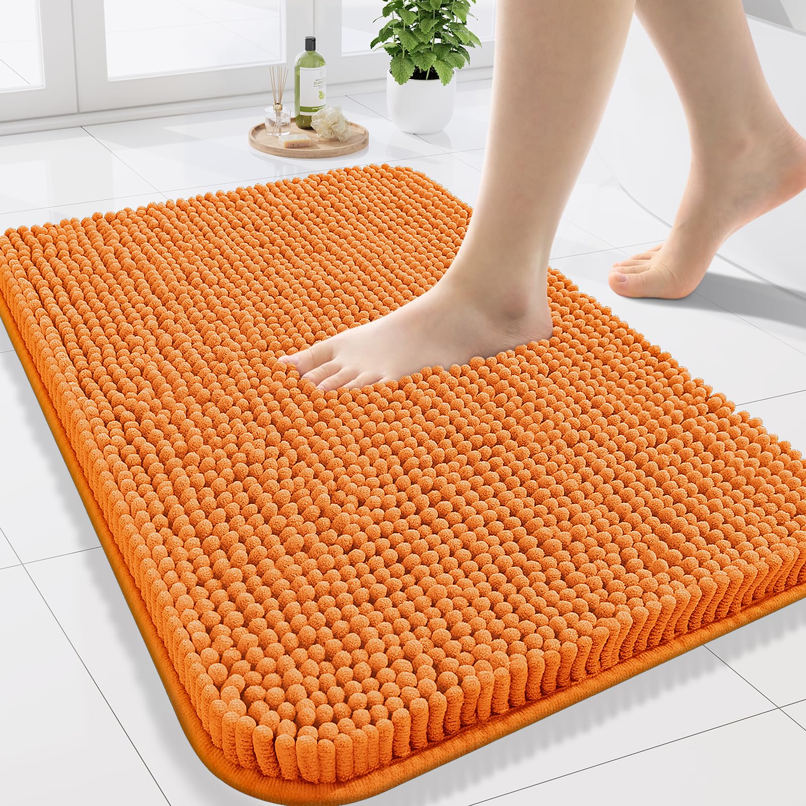 Arotive Bathroom Rugs 30x20, Extra Soft Absorbent Shaggy Chenille Bath Rugs, Machine Washable Rubber Backing Non-Slip Bath Mats for Bathroom Floor Tub and Shower, Home Decor Accessories, Grey